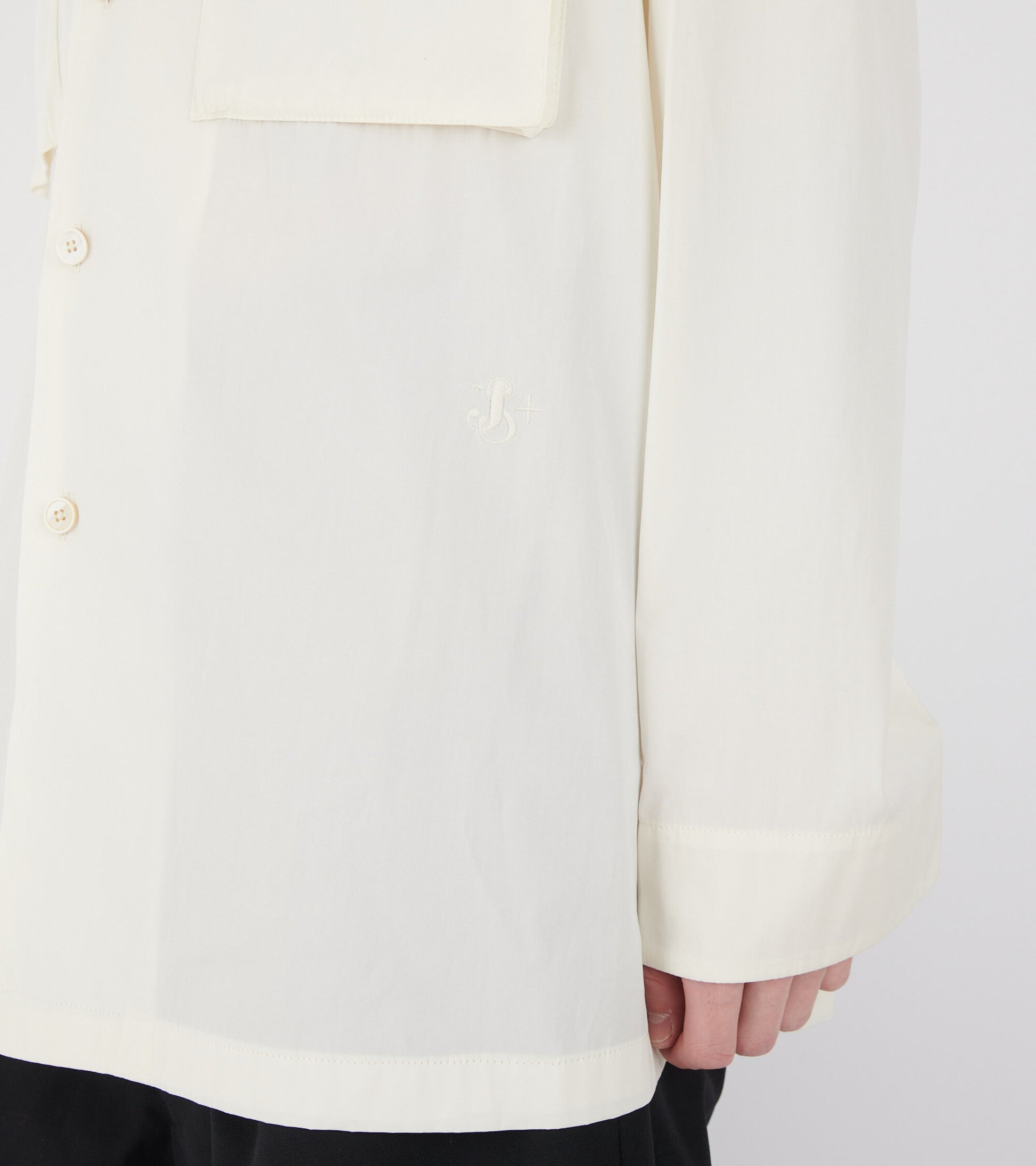 Glass Finished Poplin Shirt Eggshell