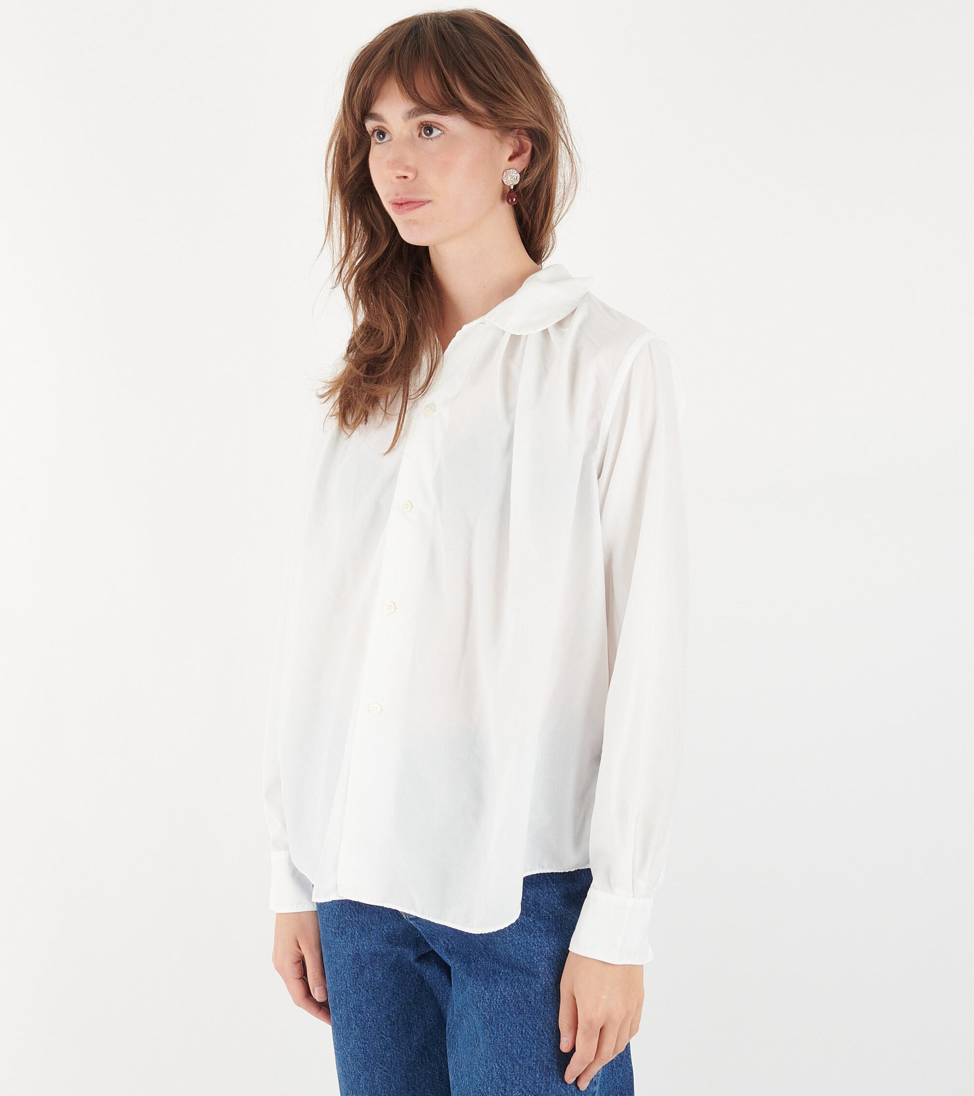 Round Collar Shirt White