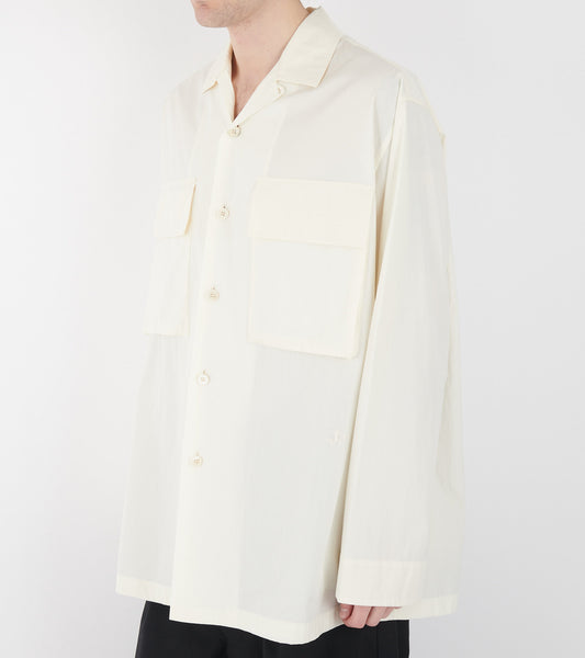 Glass Finished Poplin Shirt Eggshell