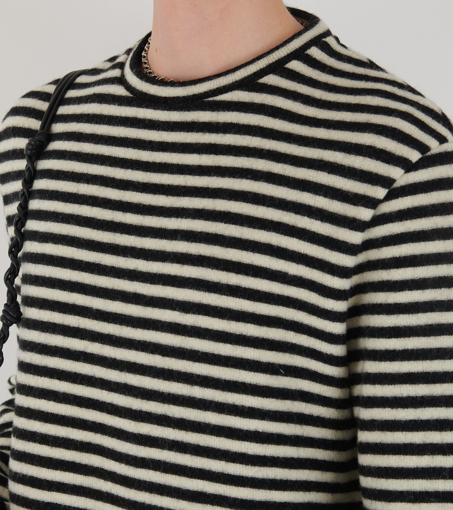 Striped Boiled Wool Knit Off-white/Black