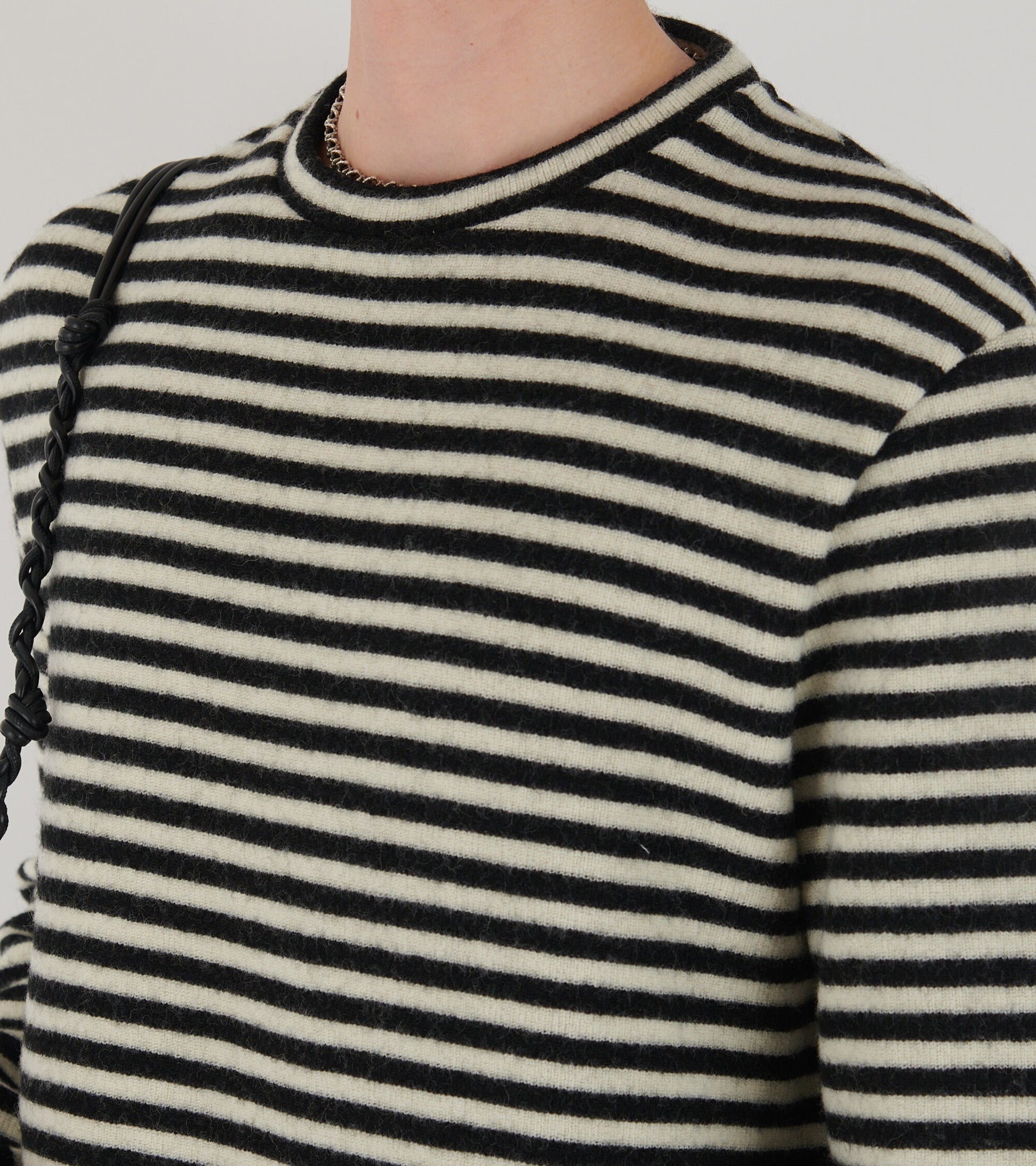 Striped Boiled Wool Knit Off-white/Black