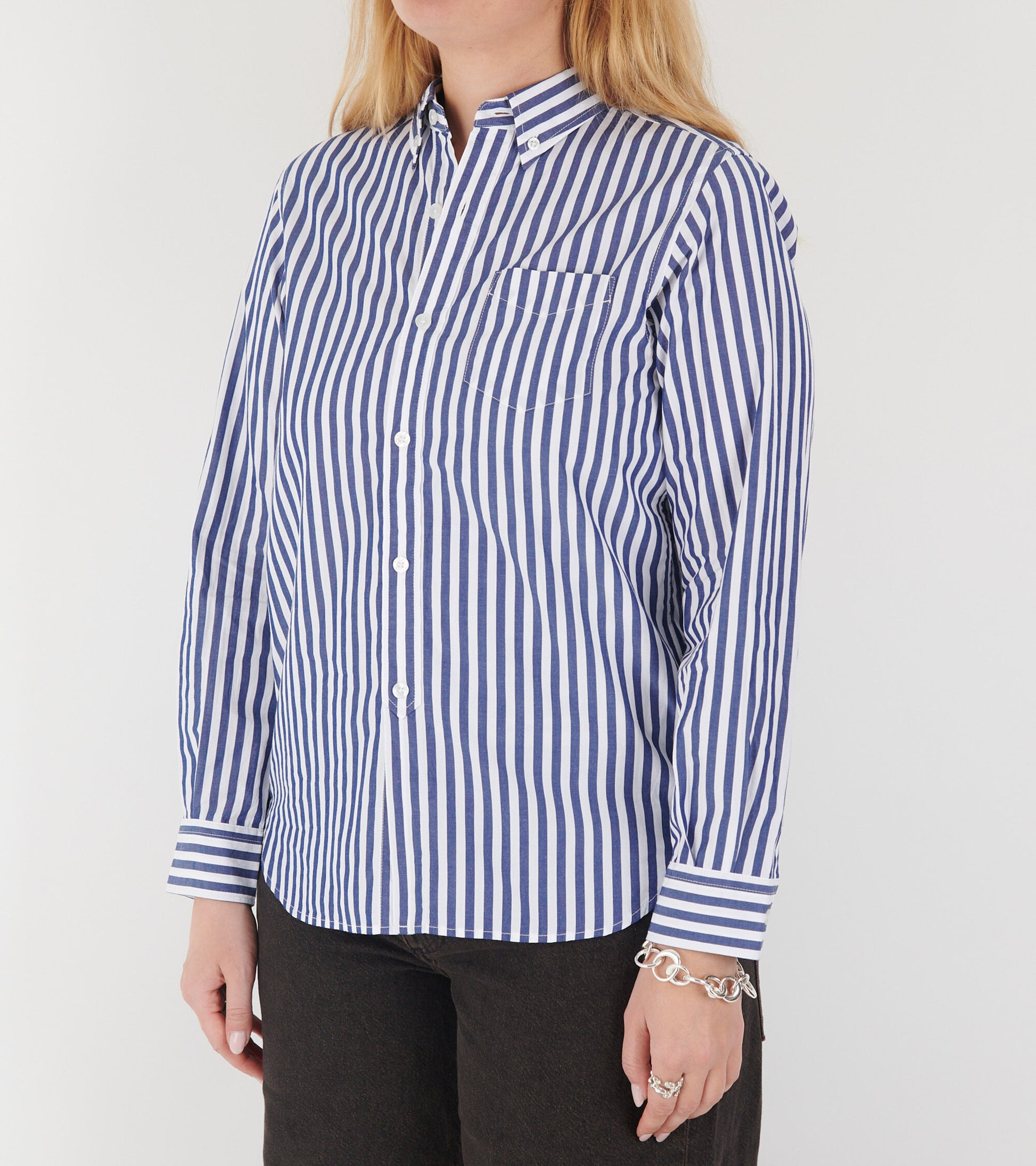London Stripe Button Down Shirt Navy