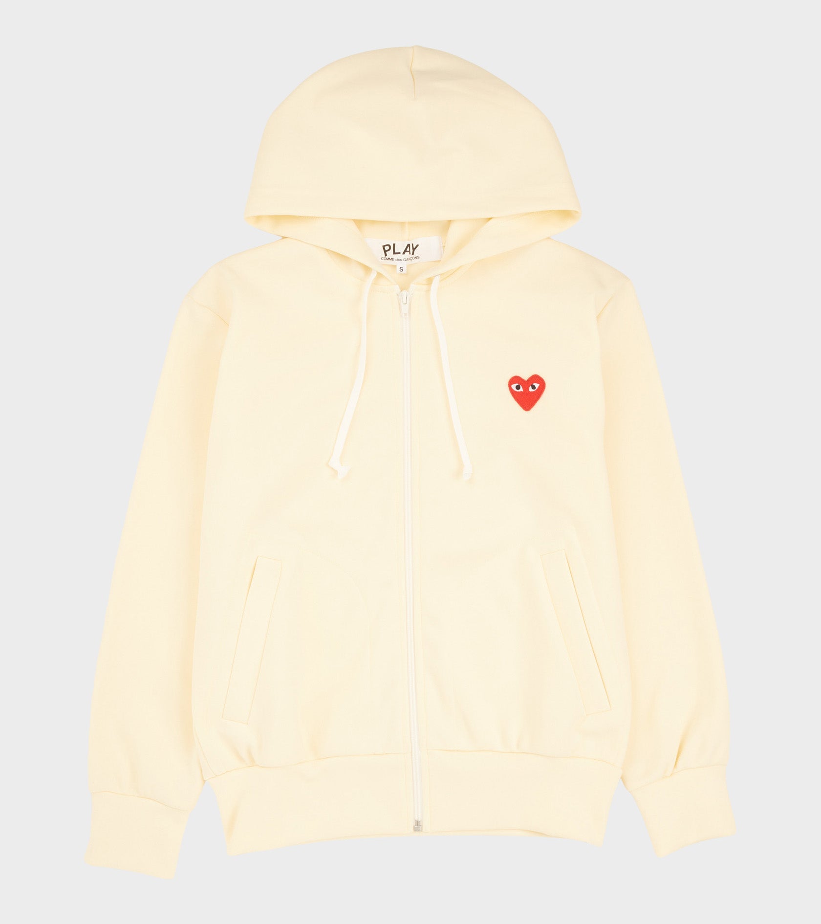 M Red Heart Zip Hoodie Off-white