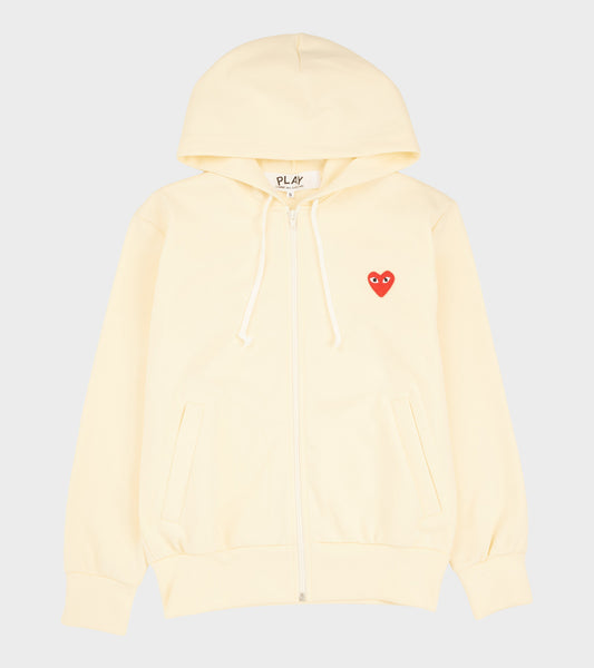 M Red Heart Zip Hoodie Off-white