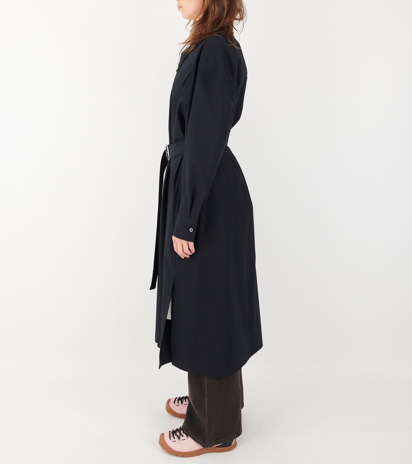 Cotton Canvas Shirt Dress Dark Navy
