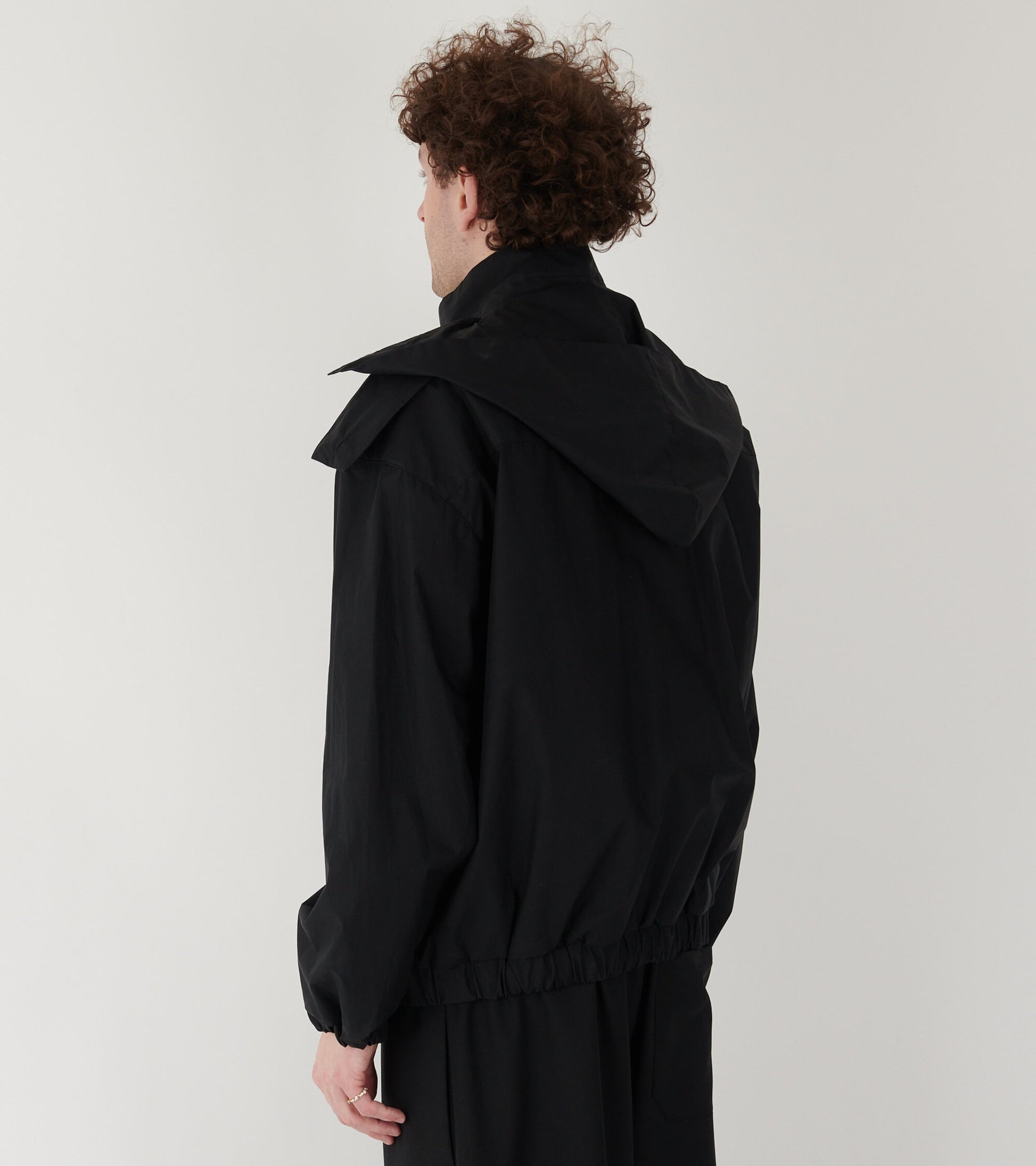 Waxed Poplin Windbreaker Black