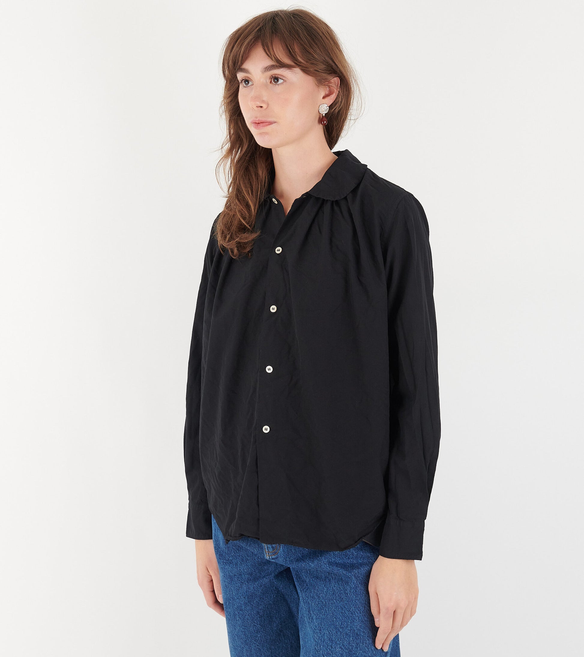 Round Collar Shirt Black
