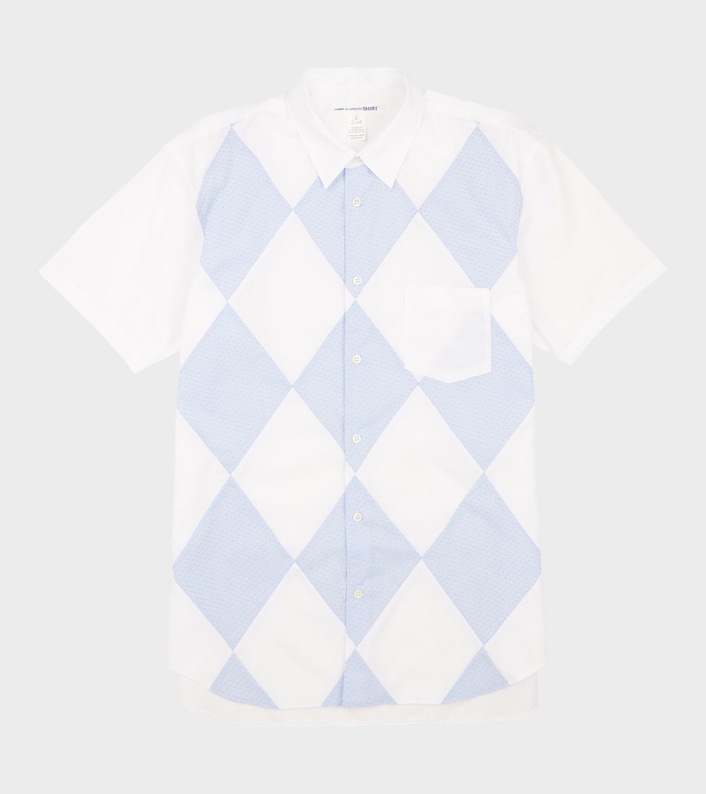 Patchwork Shirt White/Light Blue