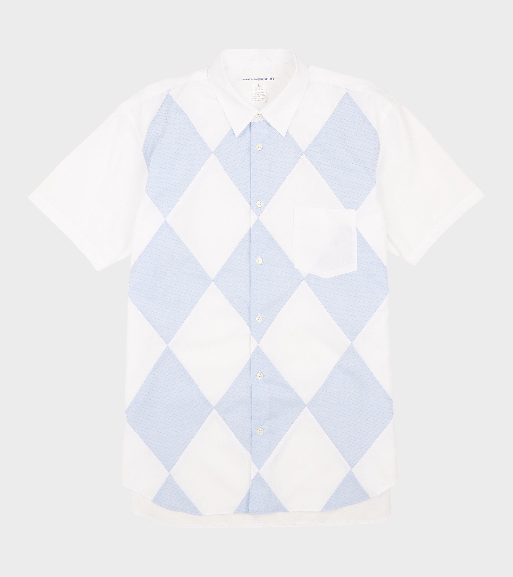 Patchwork Shirt White/Light Blue