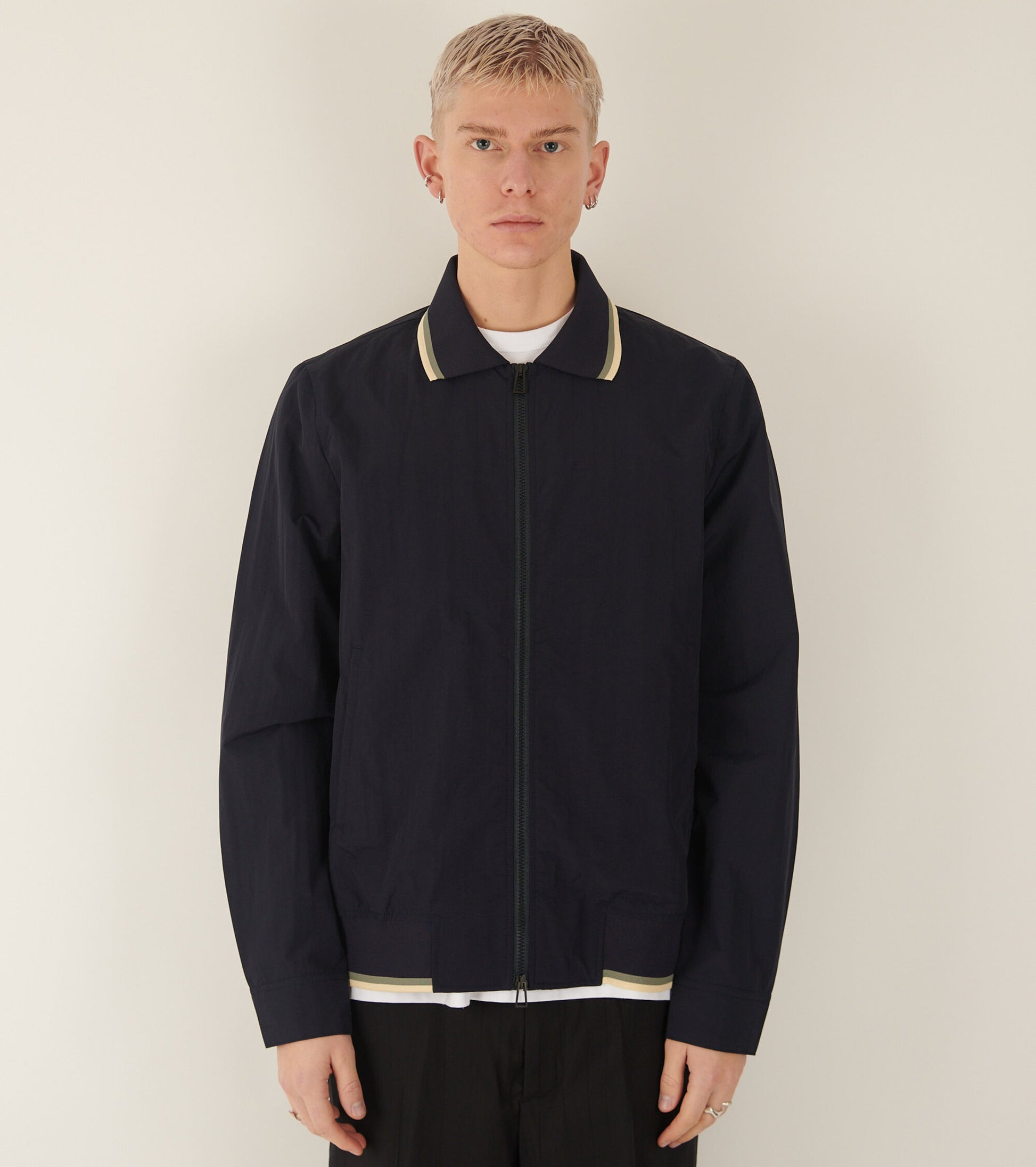Rib Hem Harrington Jacket Navy
