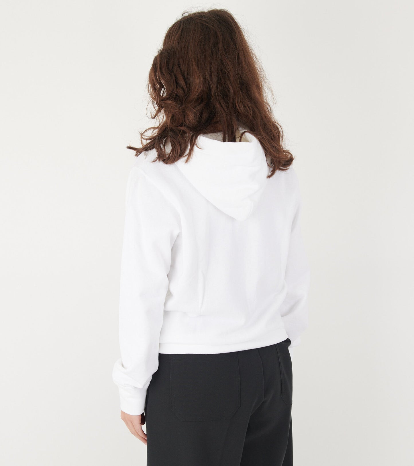 W Double Heart Zip Hoodie White