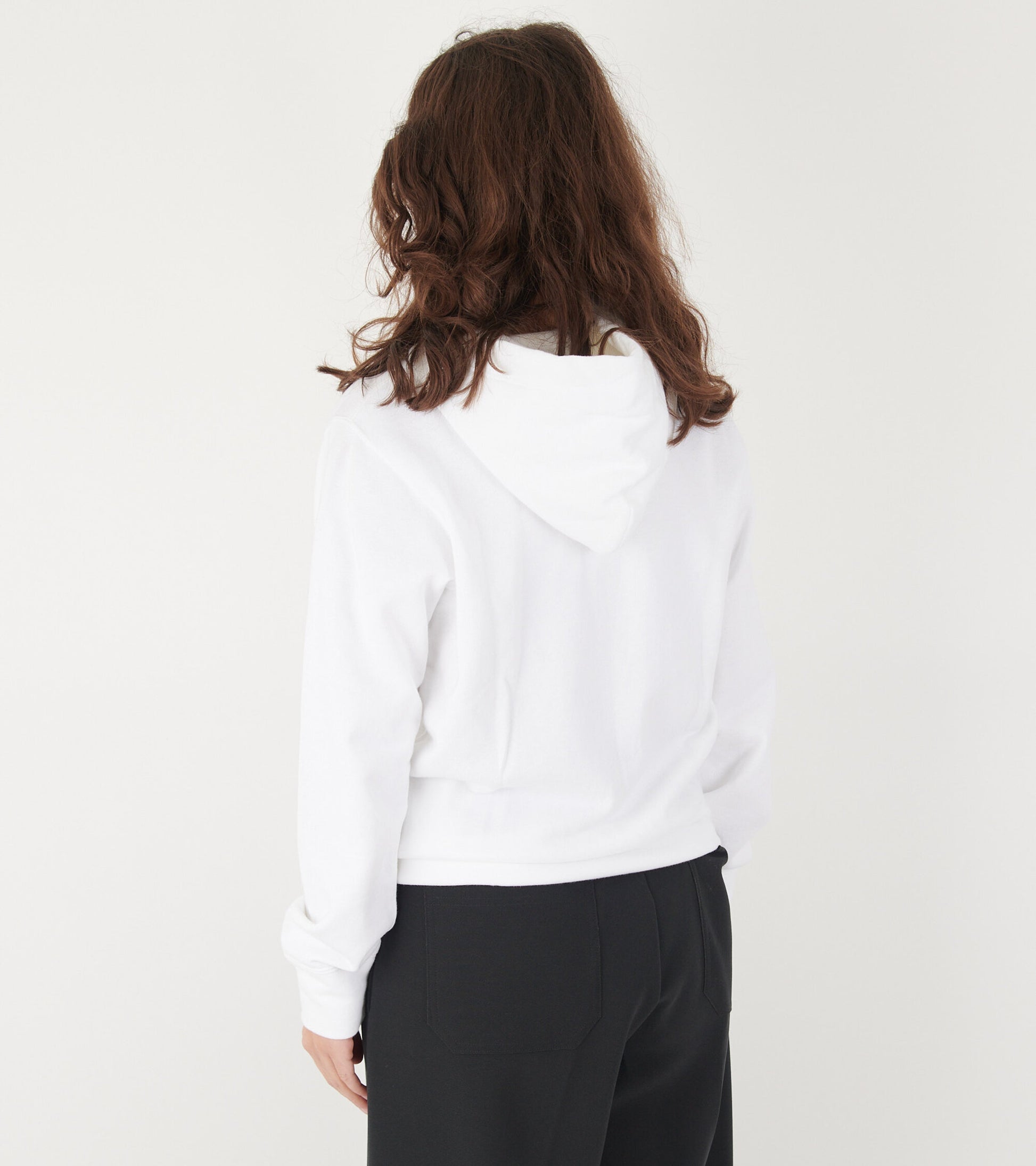 W Double Heart Zip Hoodie White