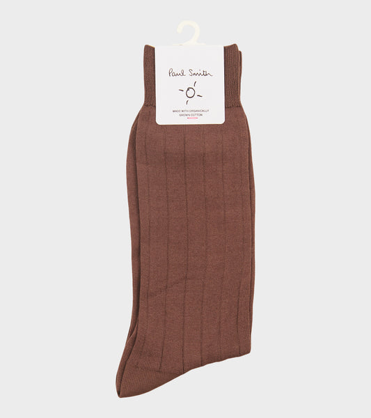 Plain Rib Socks Brown