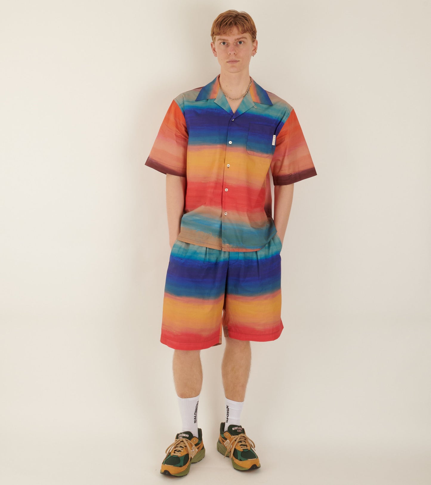 Poplin Stretch Waist Shorts Multicolor