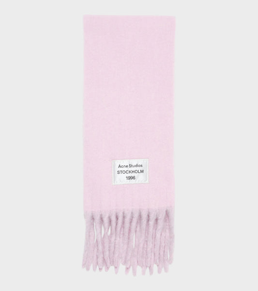 Fringed Scarf Logo Label Pink/Lilac