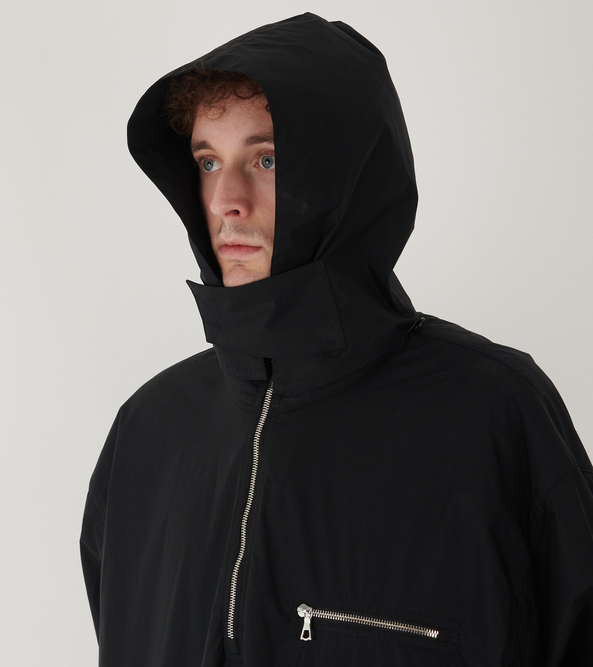 Waxed Poplin Windbreaker Black
