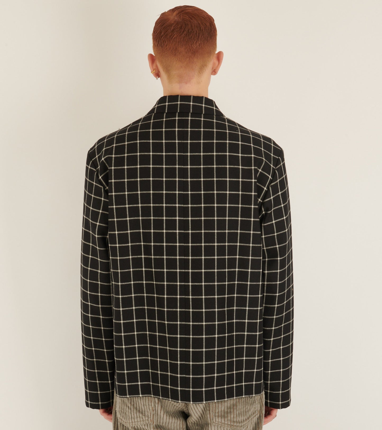 Checkered Wool Blazer Black