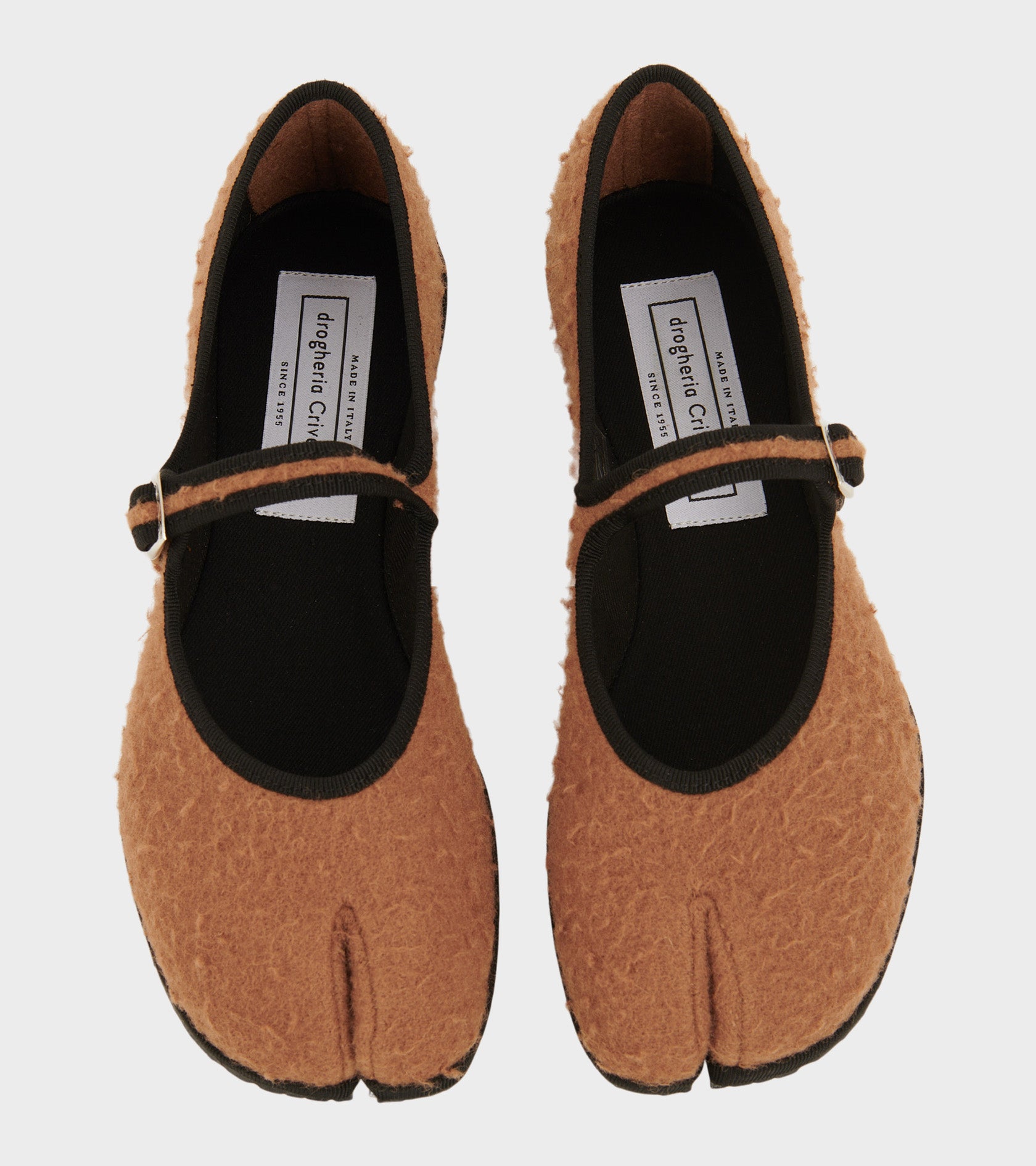 Wool Mary Jane Tabi Ballerina Camel/Black