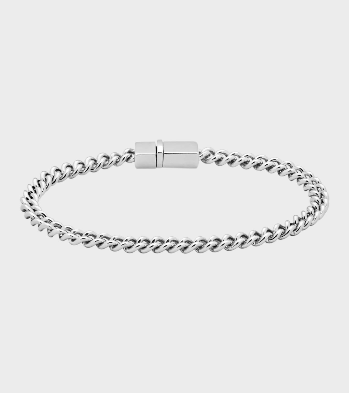 Rounded Curb Bracelet Thin Silver