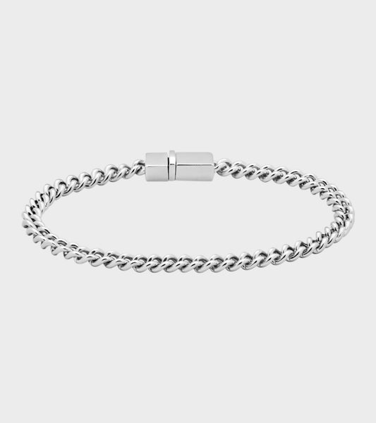 Rounded Curb Bracelet Thin Silver