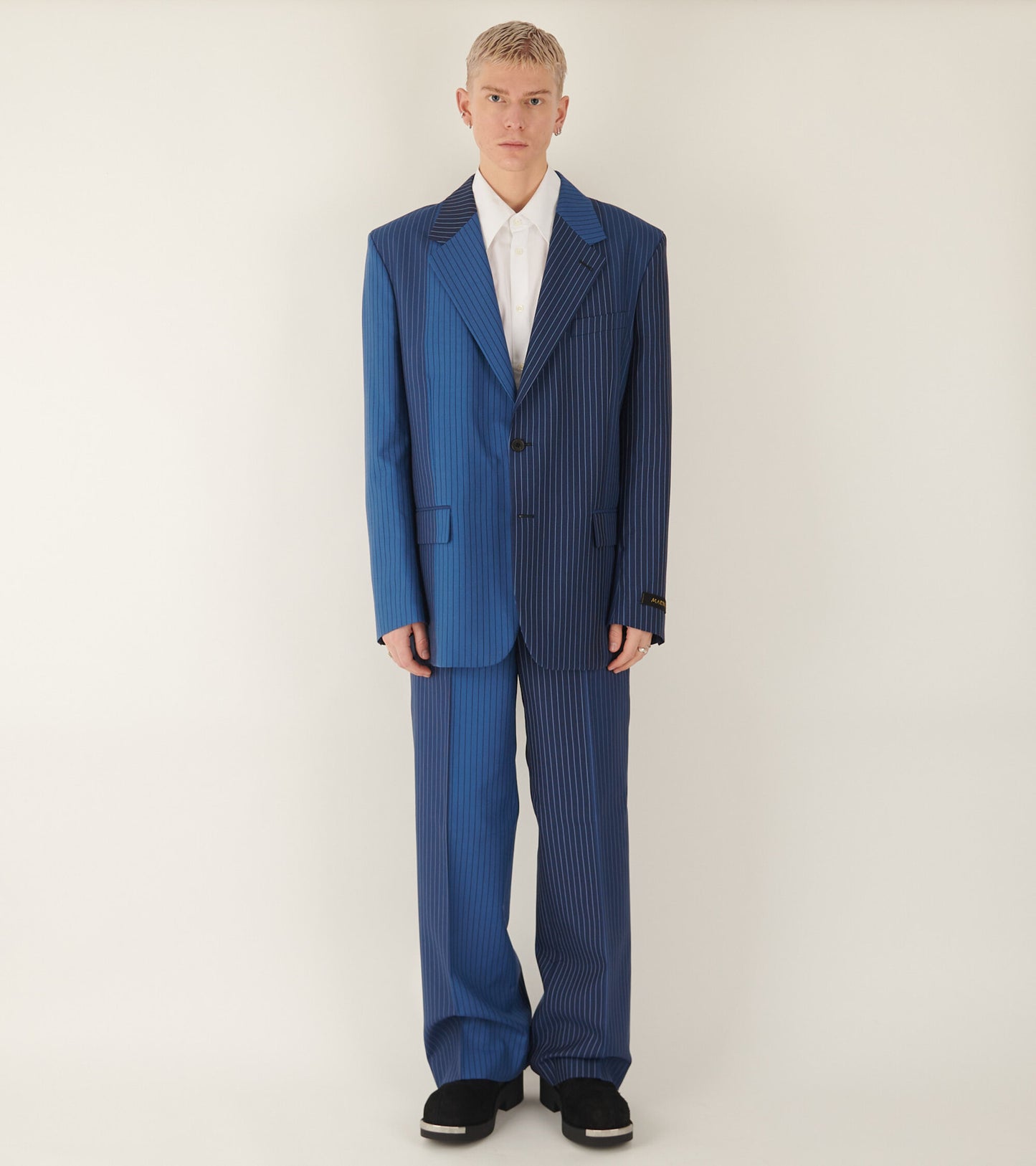 Degrade Pinstripe Wool Blazer Blue Mix
