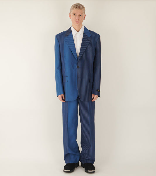 Degrade Pinstripe Wool Blazer Blue Mix
