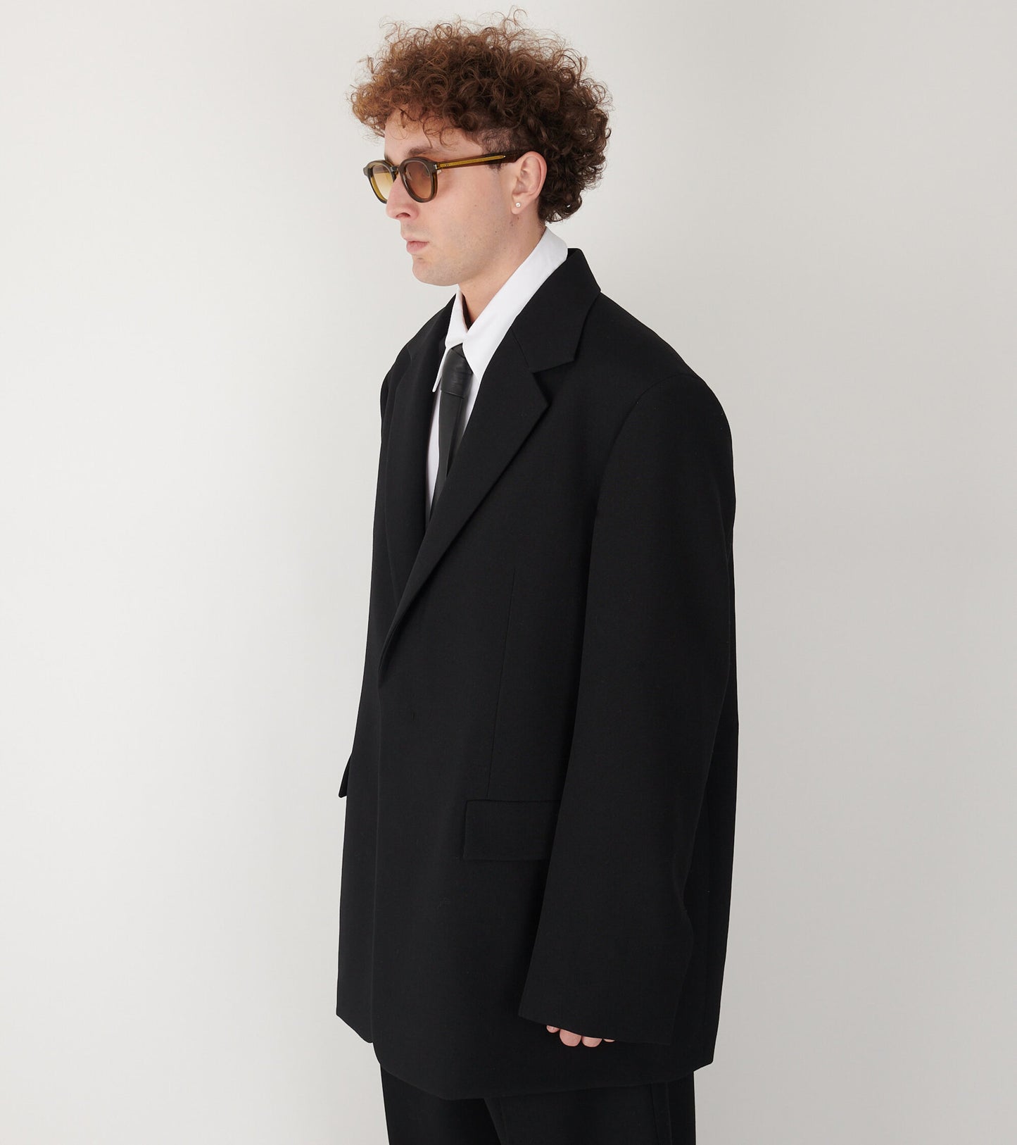 Textured Wool Blazer Black