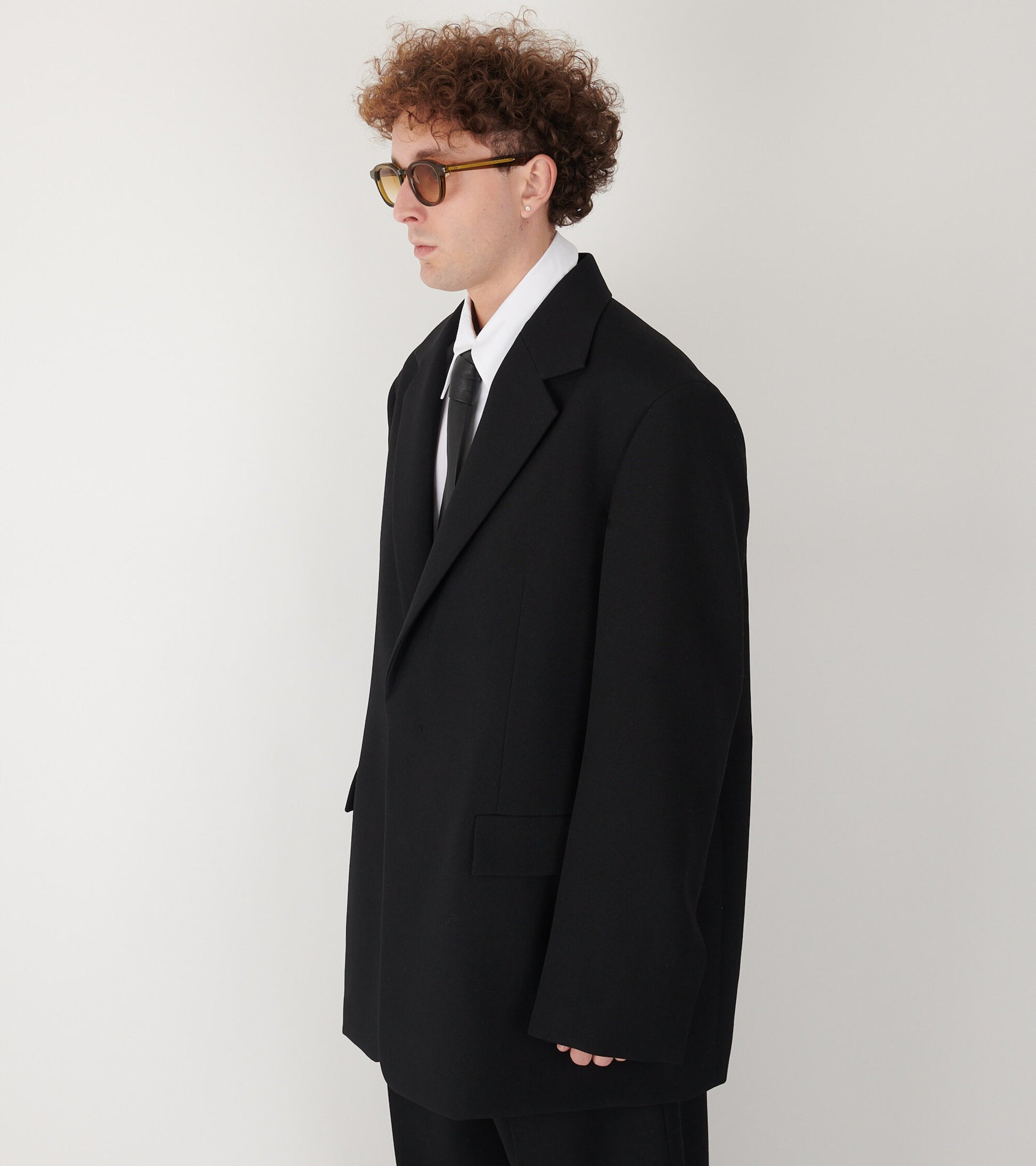Textured Wool Blazer Black