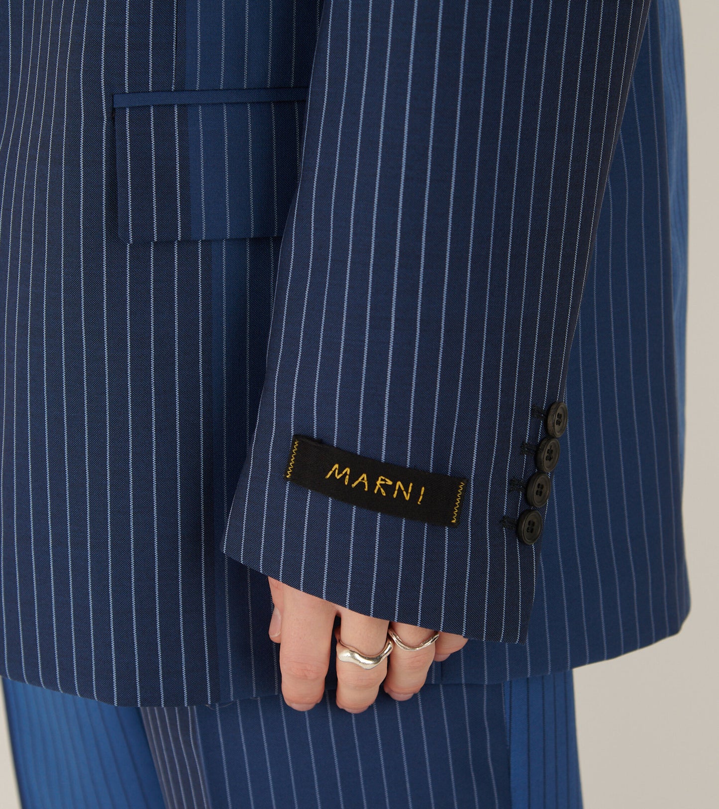 Degrade Pinstripe Wool Blazer Blue Mix