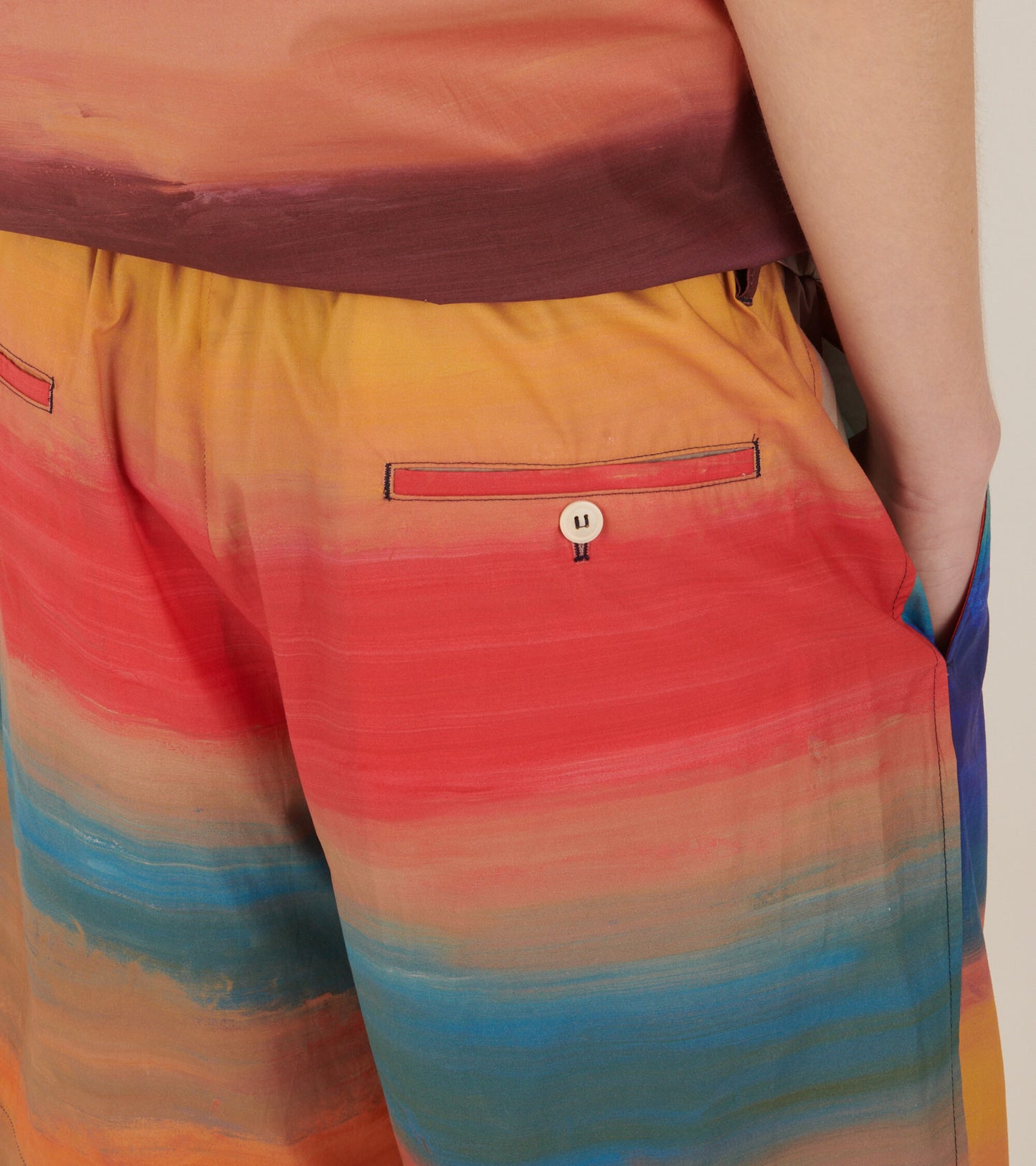 Poplin Stretch Waist Shorts Multicolor