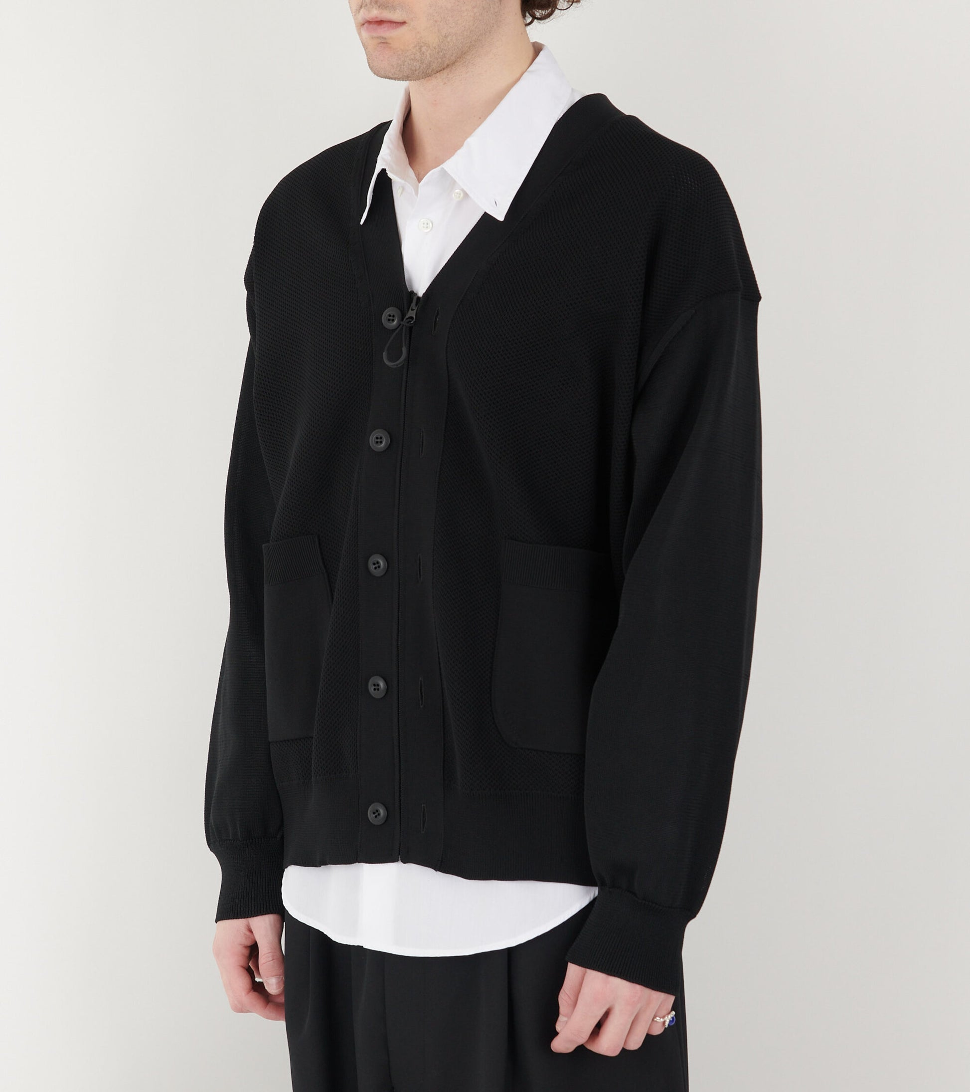 Zip Button Cardigan Black