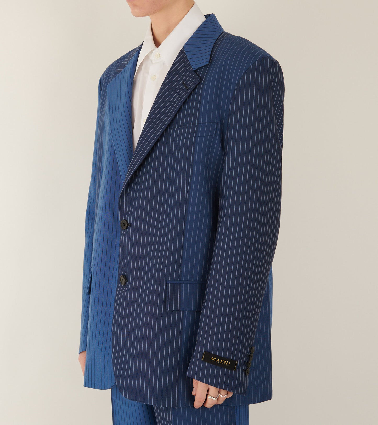 Degrade Pinstripe Wool Blazer Blue Mix