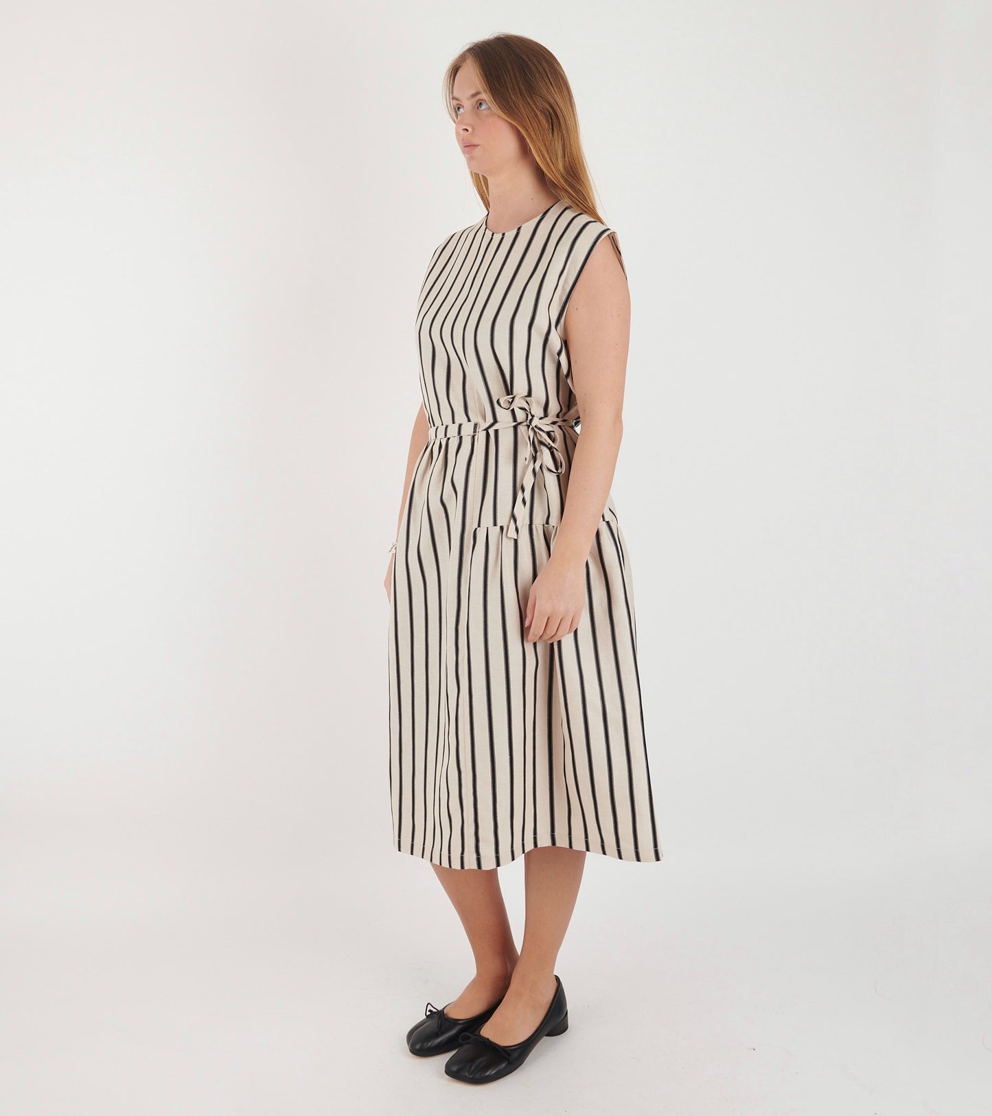 Mismatch Dress Creme Black Stripe