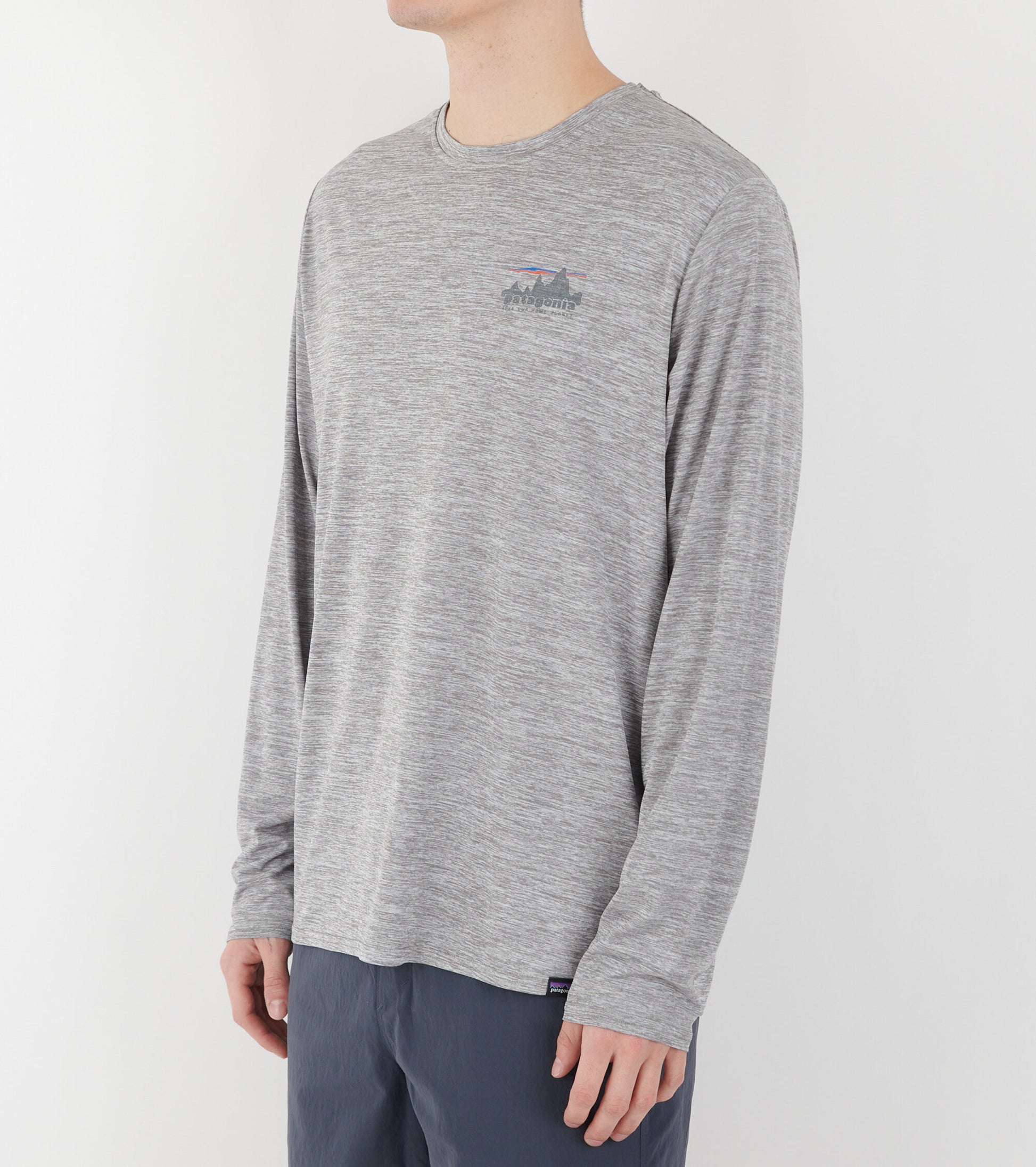 M's L/S Cap Cool Daily Graphic Shirt Skyline Feather Grey