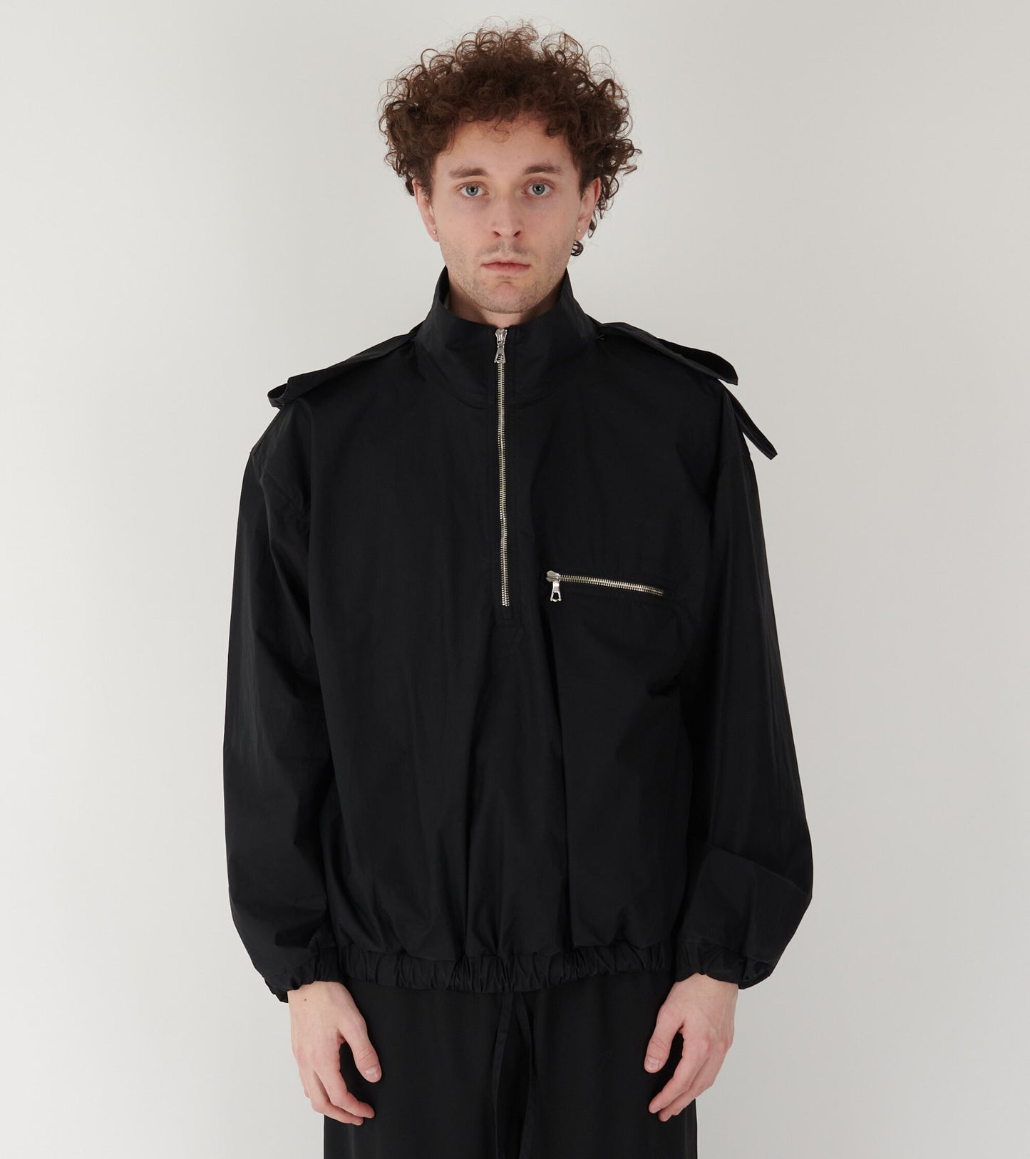 Waxed Poplin Windbreaker Black