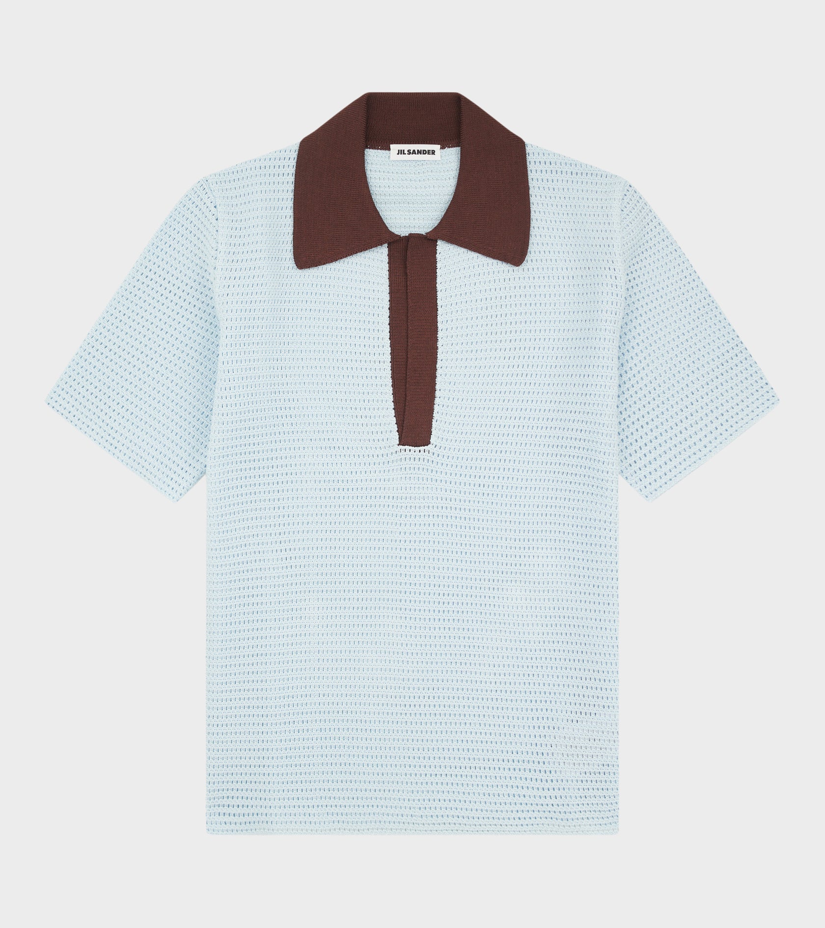 Knit Polo T-shirt Sky Blue/Earth Brown