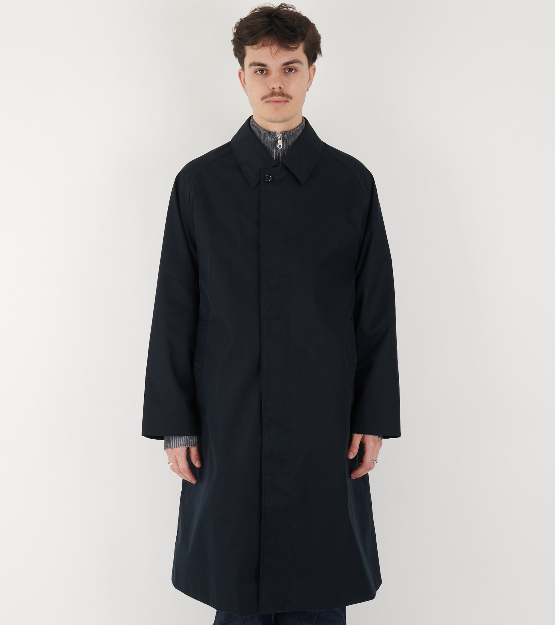 2L Cotton Gore-tex Balmacaan Coat Navy