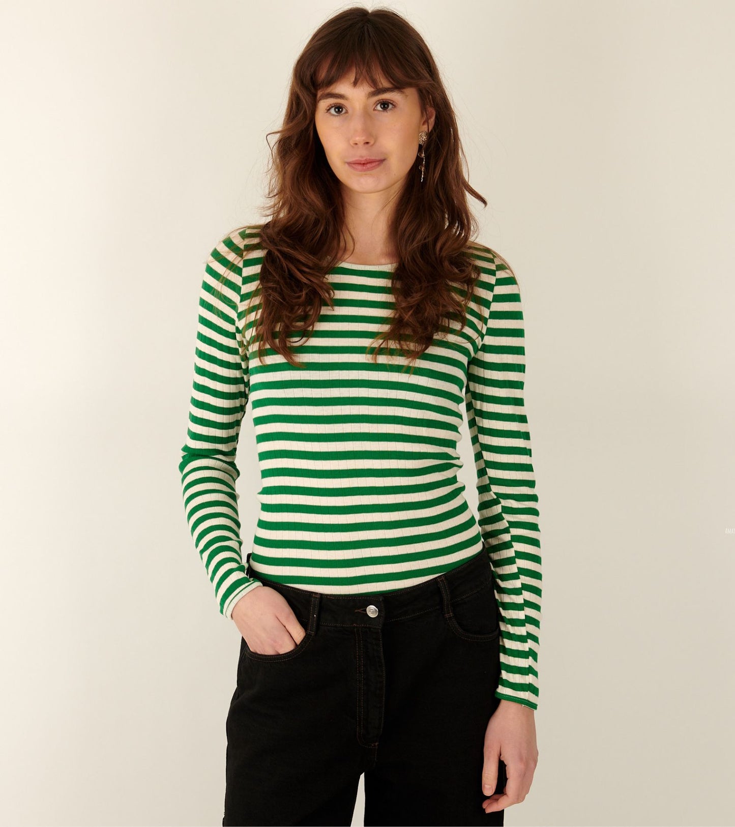 101 Rib Apple Green/Ecru