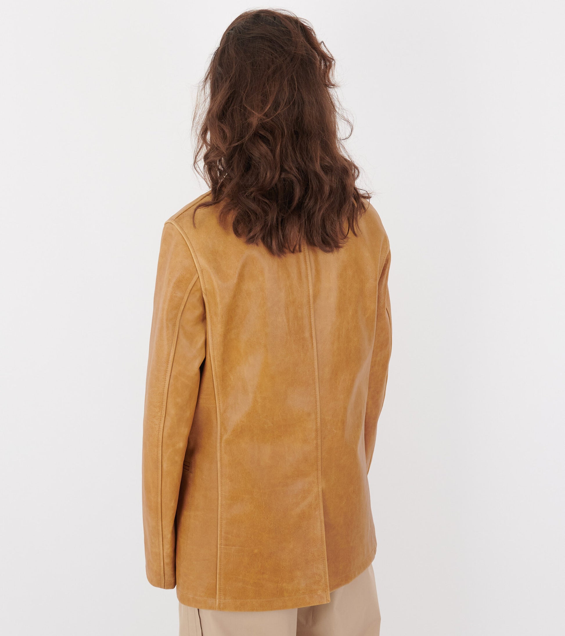 W Opening Blazer Burnt Sugar Leather