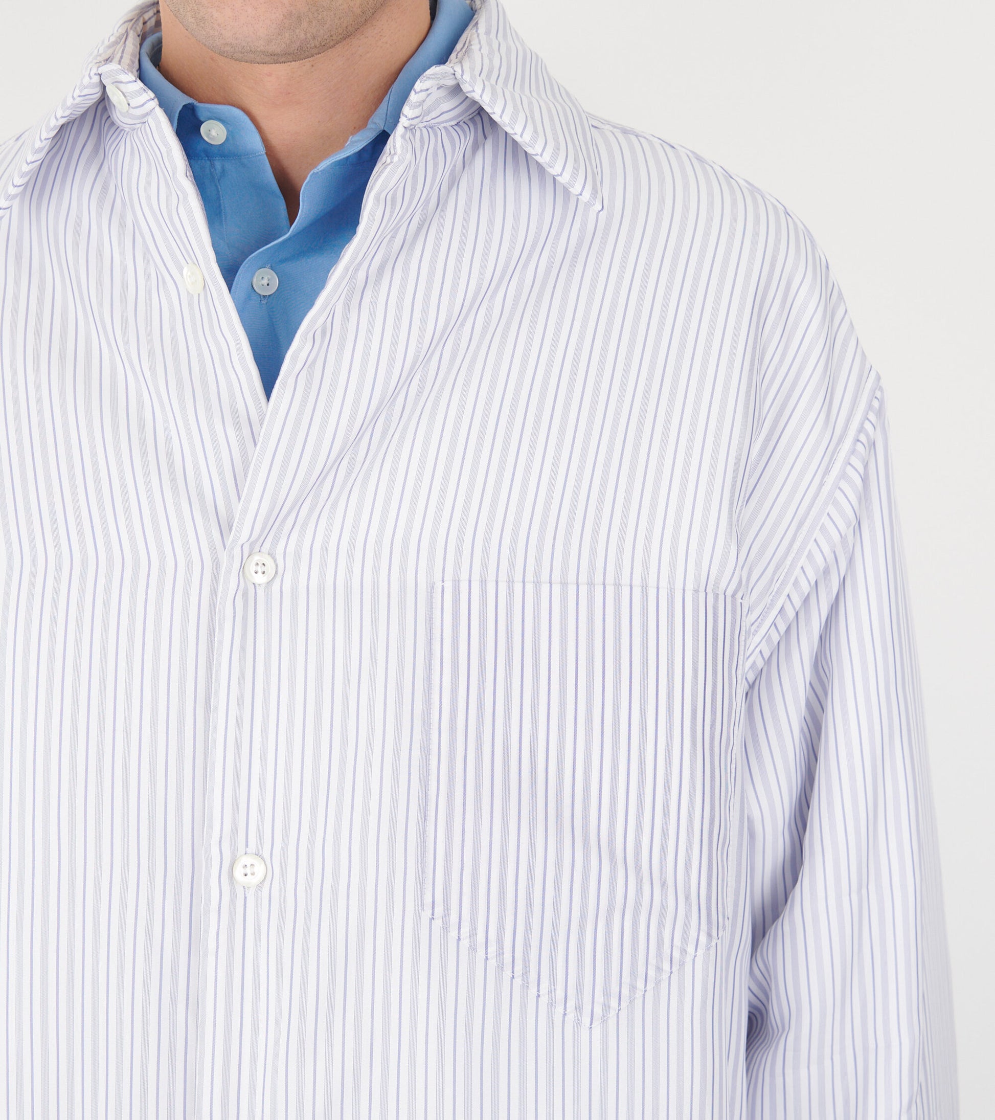 Padded Striped Shirt White/Blue