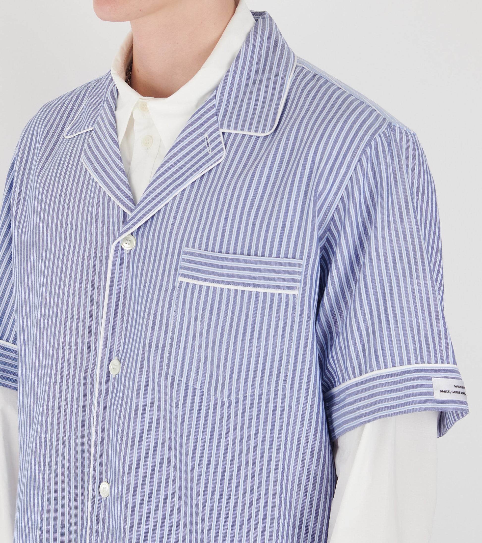 Wall Street Short Sleeve Shirt Blue Stripes One
