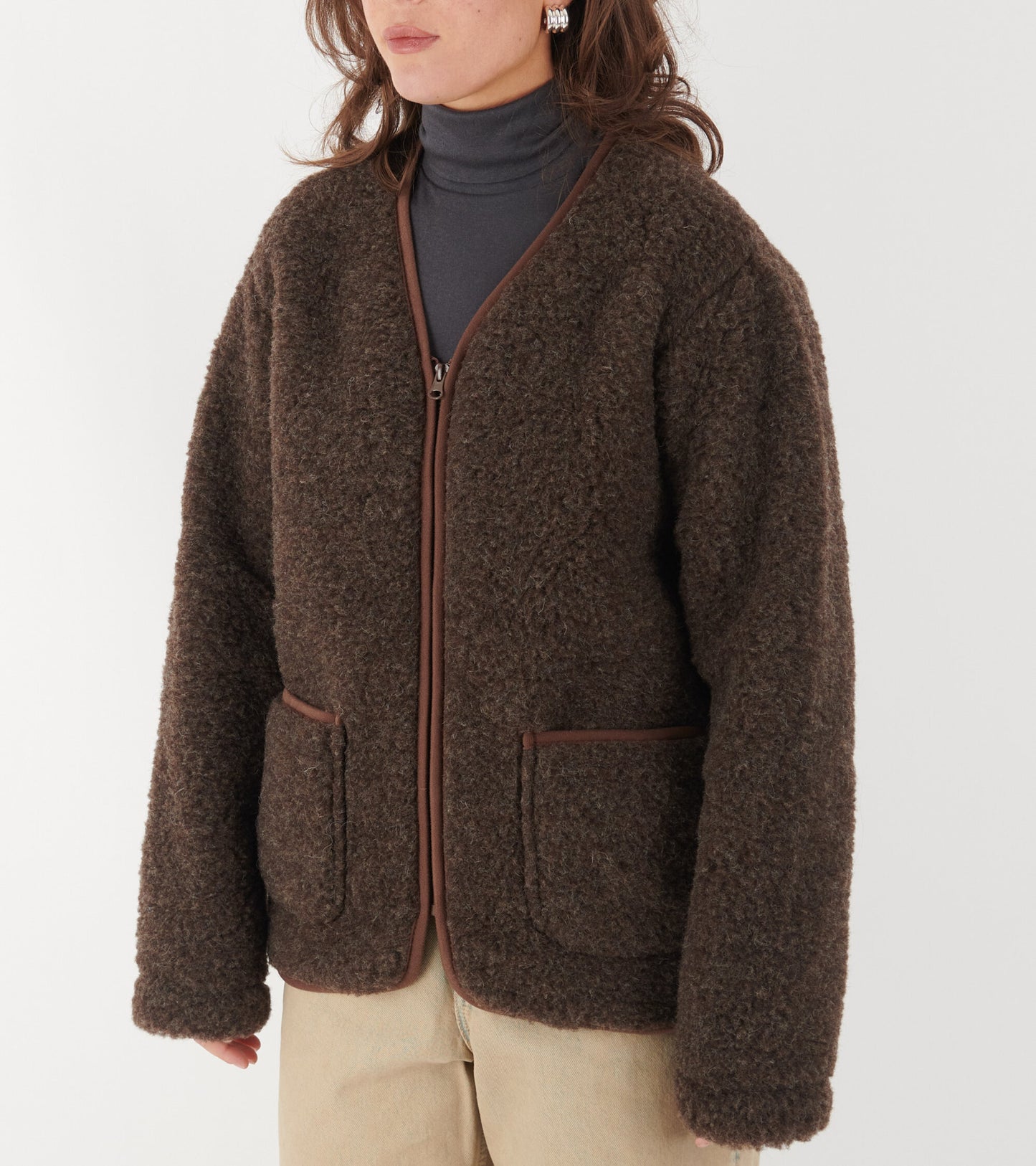 Zip Cardigan Dark Brown