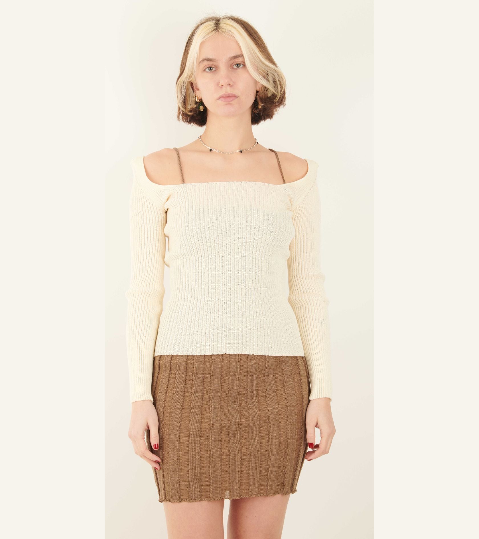 Emma Square Neck Top Ecru