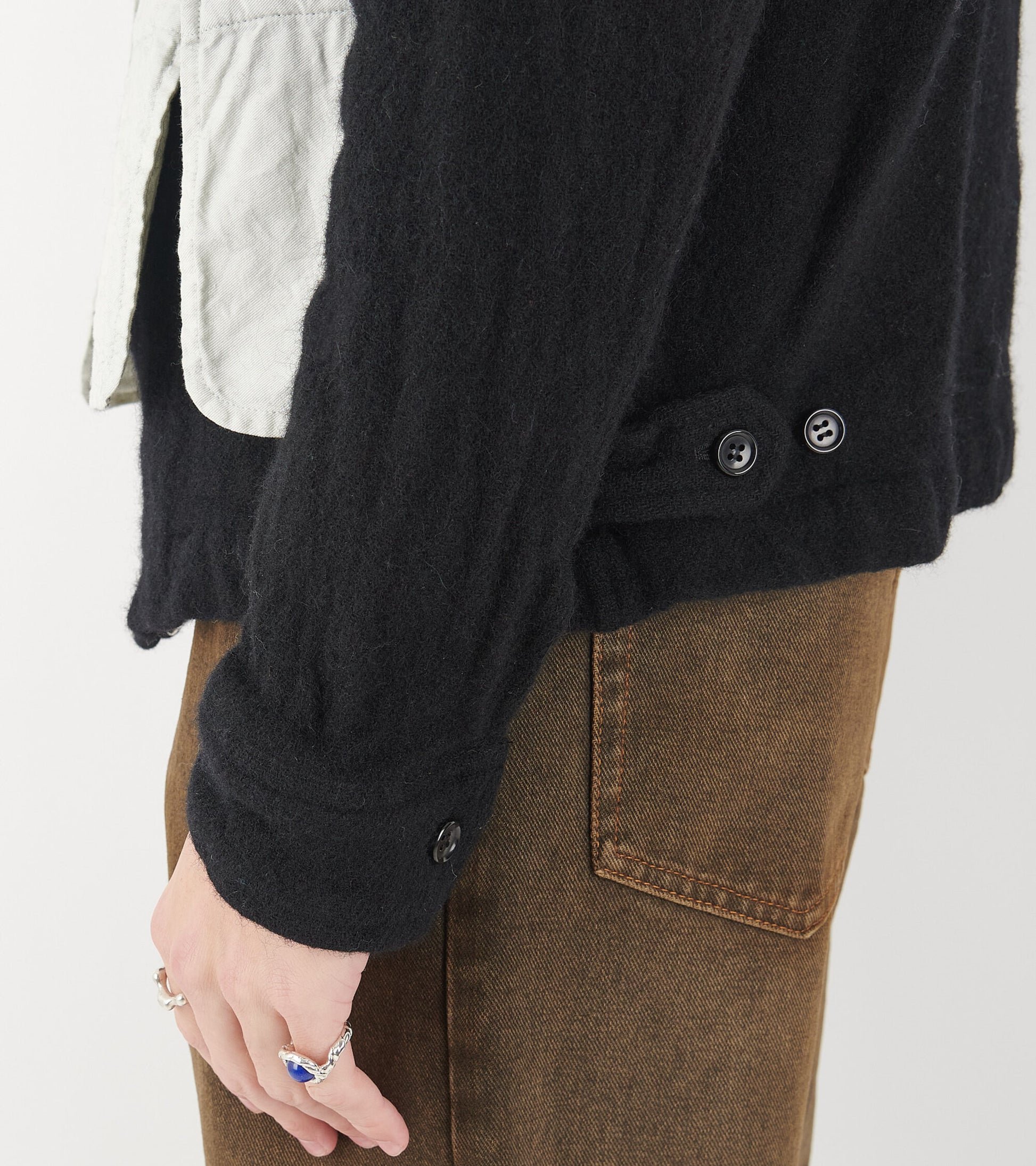 Wool Pocket Hoodie Black