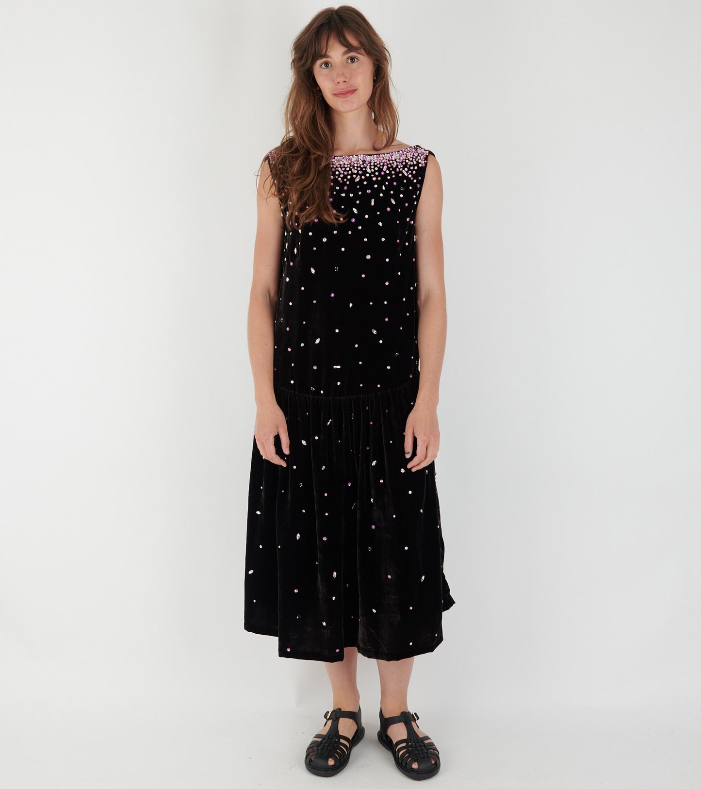 Sonya Dress Dark Brown w. Pink