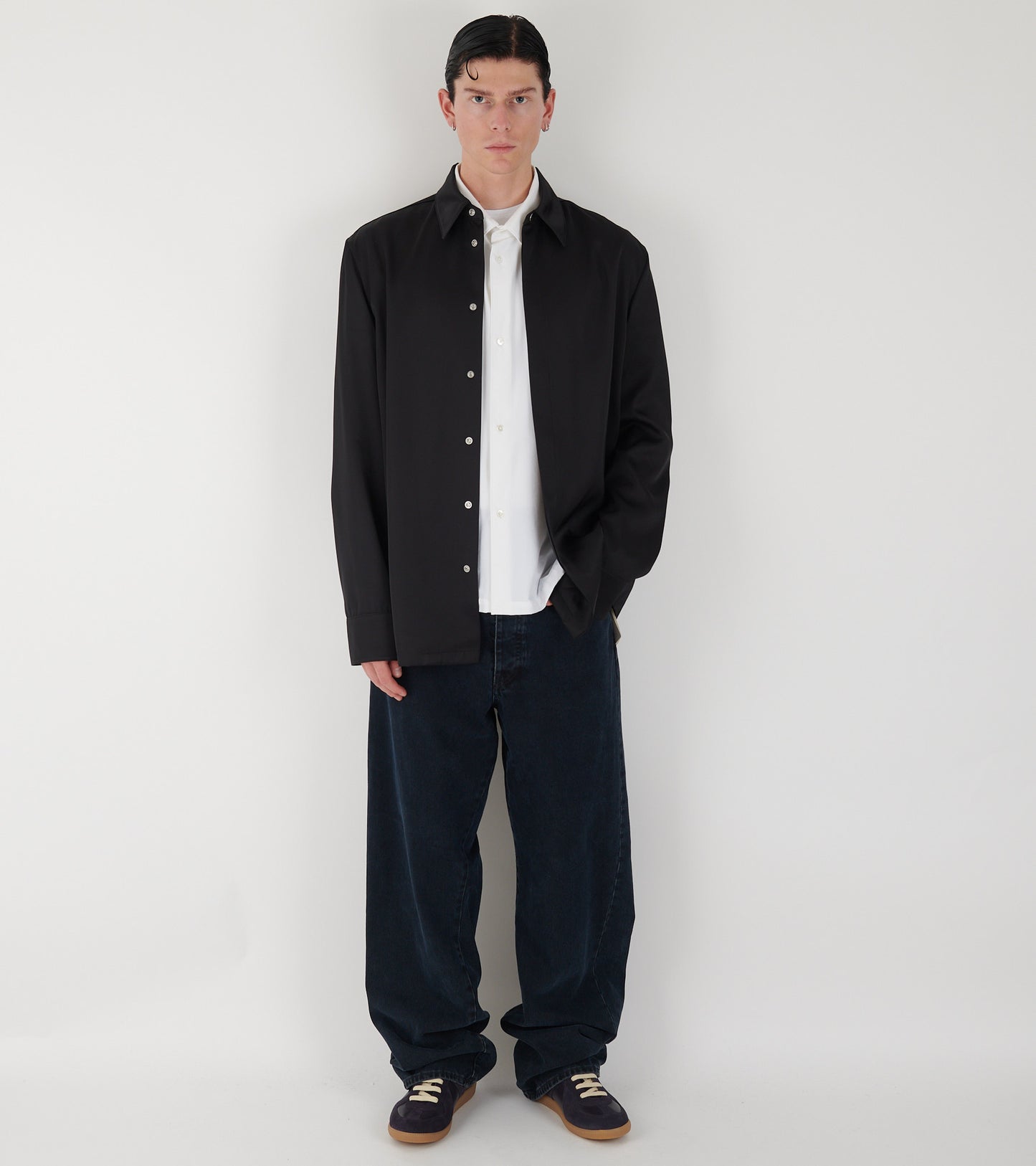 Heavy Viscose Silk Twill Shirt Black