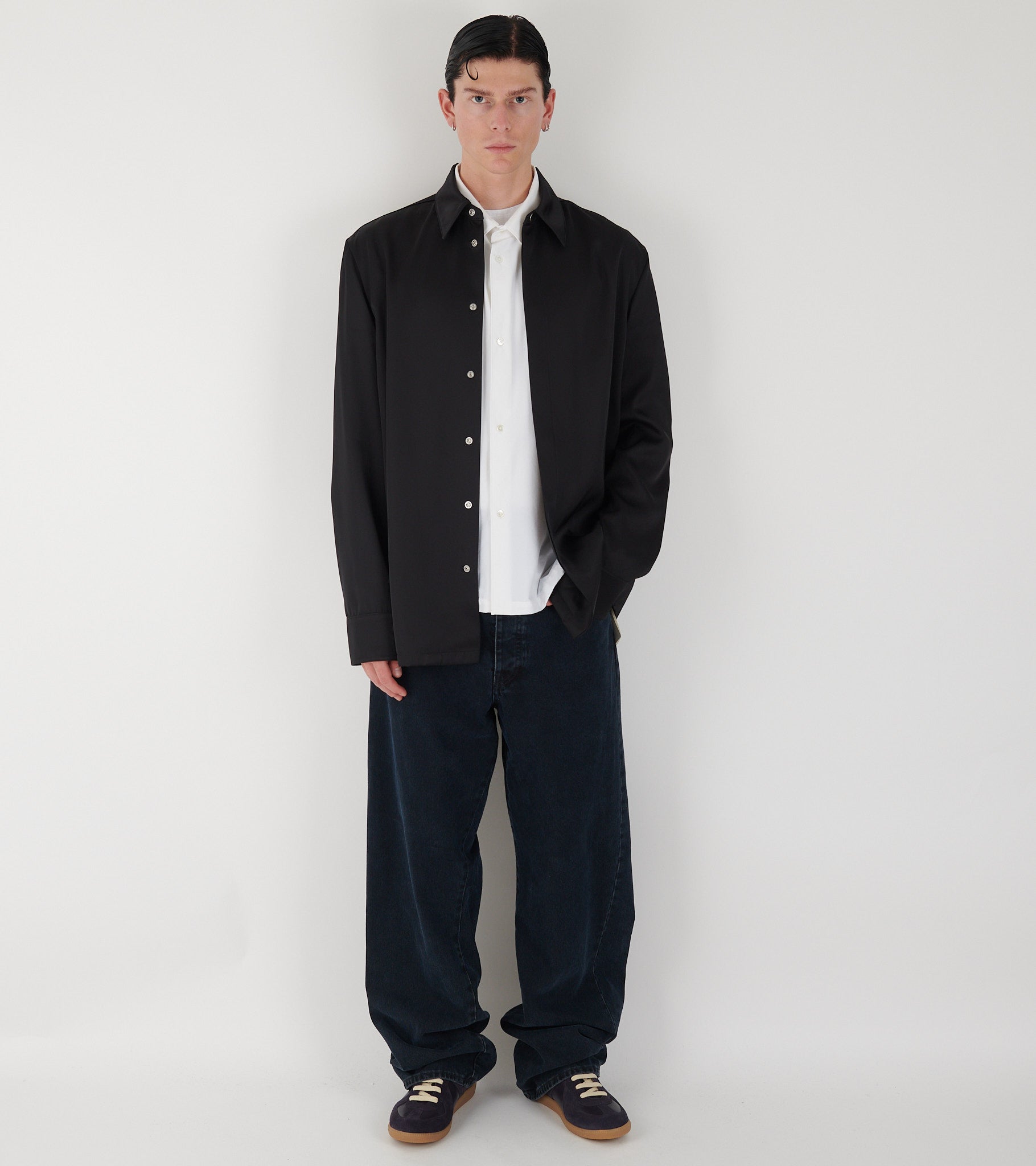 Heavy Viscose Silk Twill Shirt Black