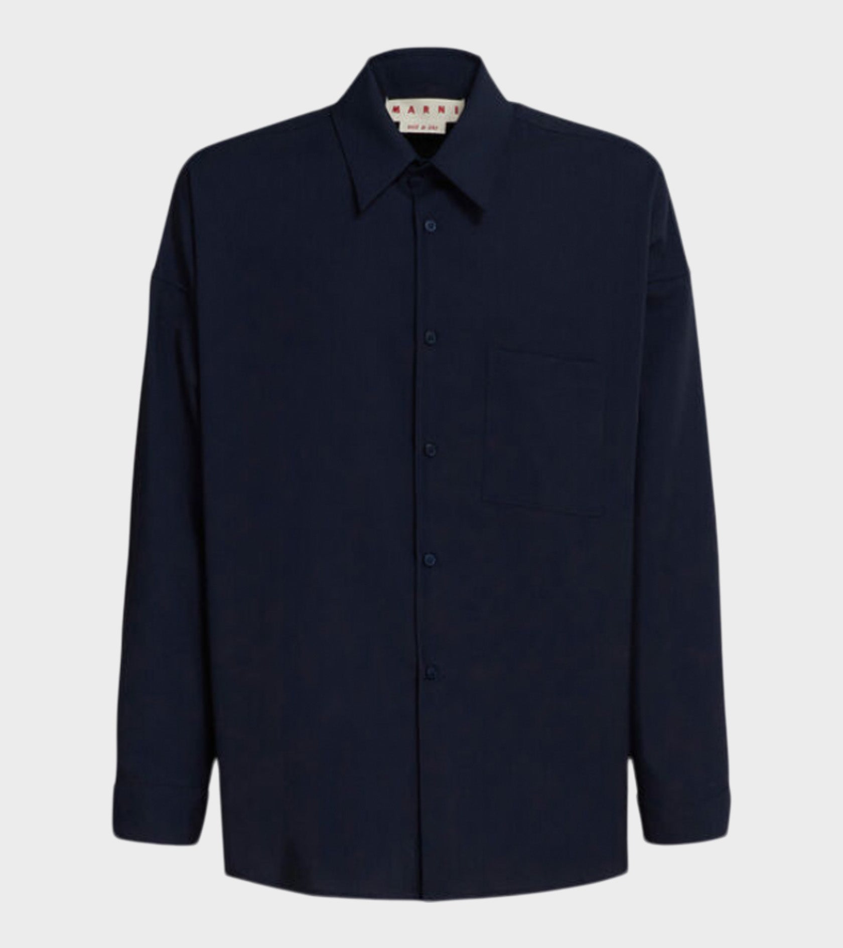 Tropical Wool Shirt Dark Navy