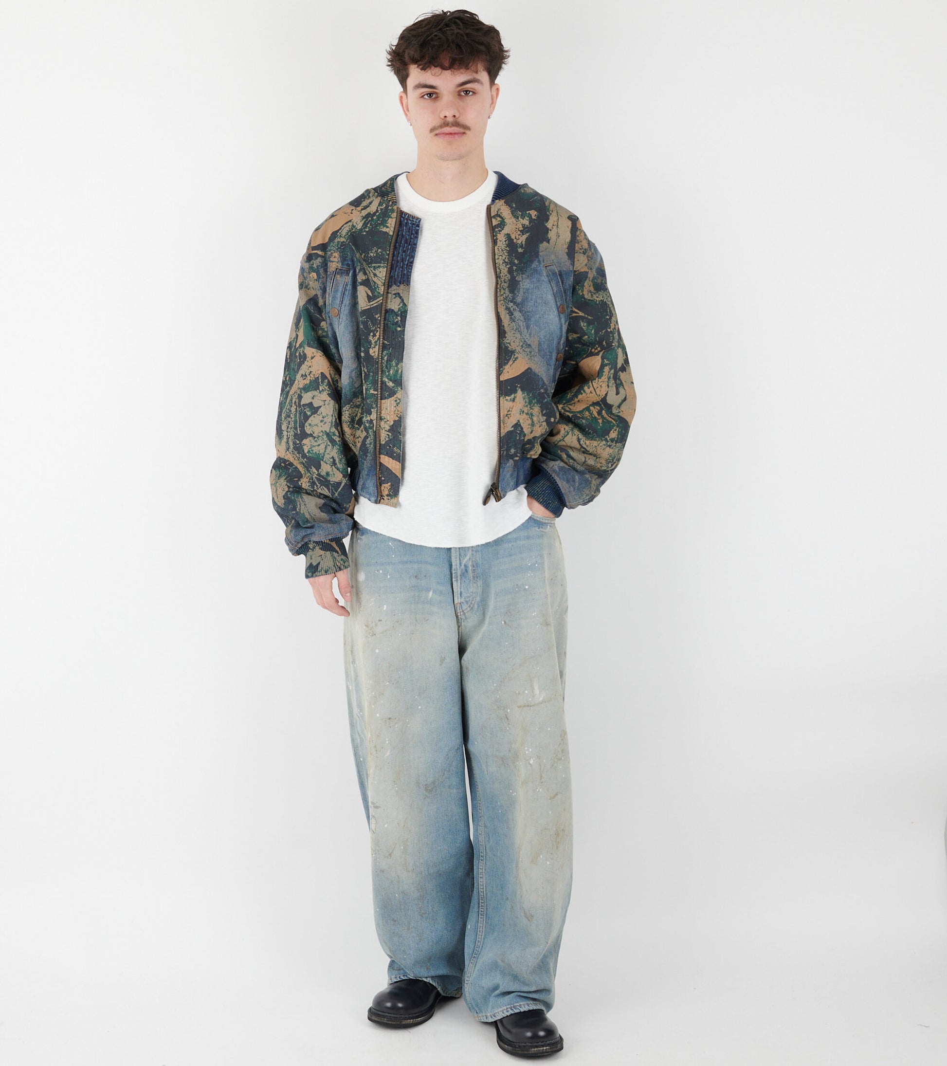 Denim Bomber Jacket Brown