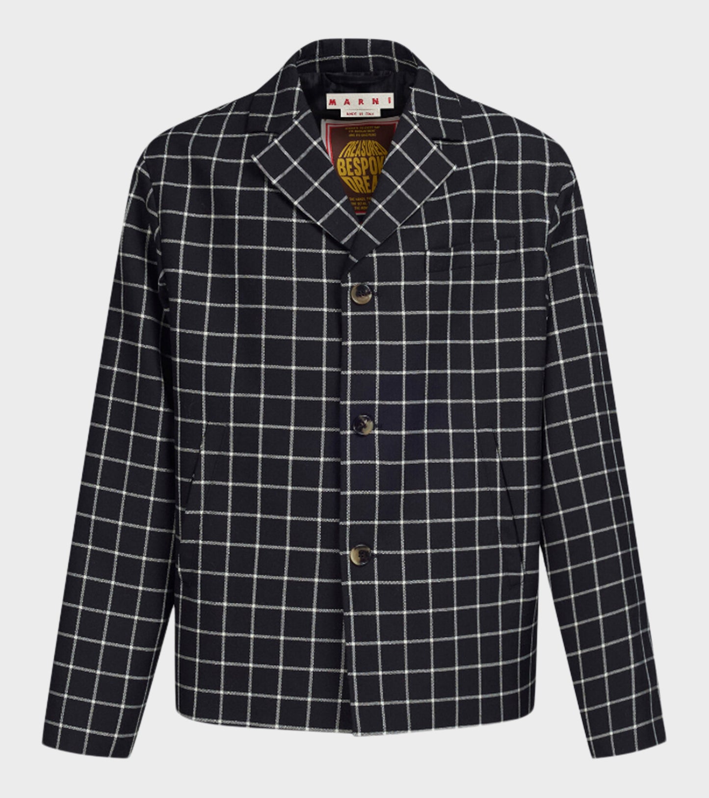 Checkered Wool Blazer Black